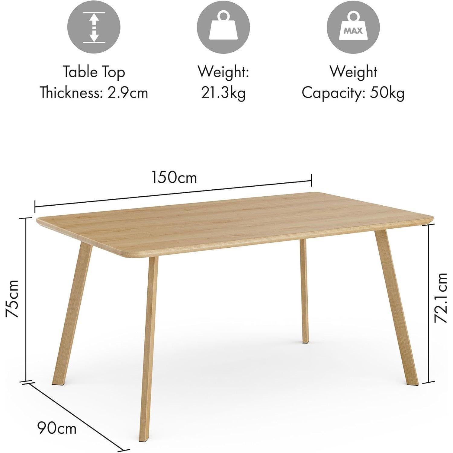Brown - VonHaus - Spinningfield Dining Table - 6 Seater Table - 3