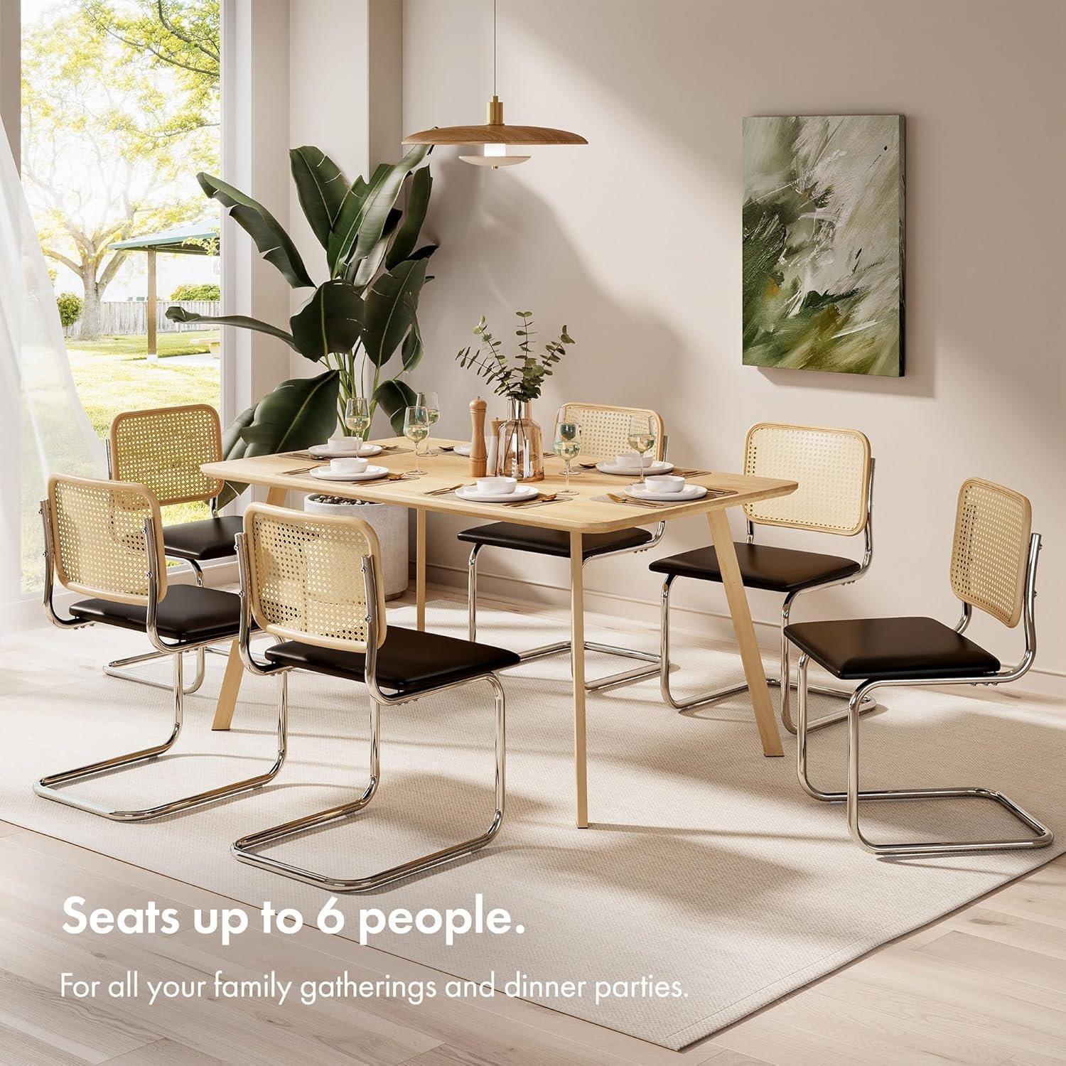 Brown - VonHaus - Spinningfield Dining Table - 6 Seater Table - 4