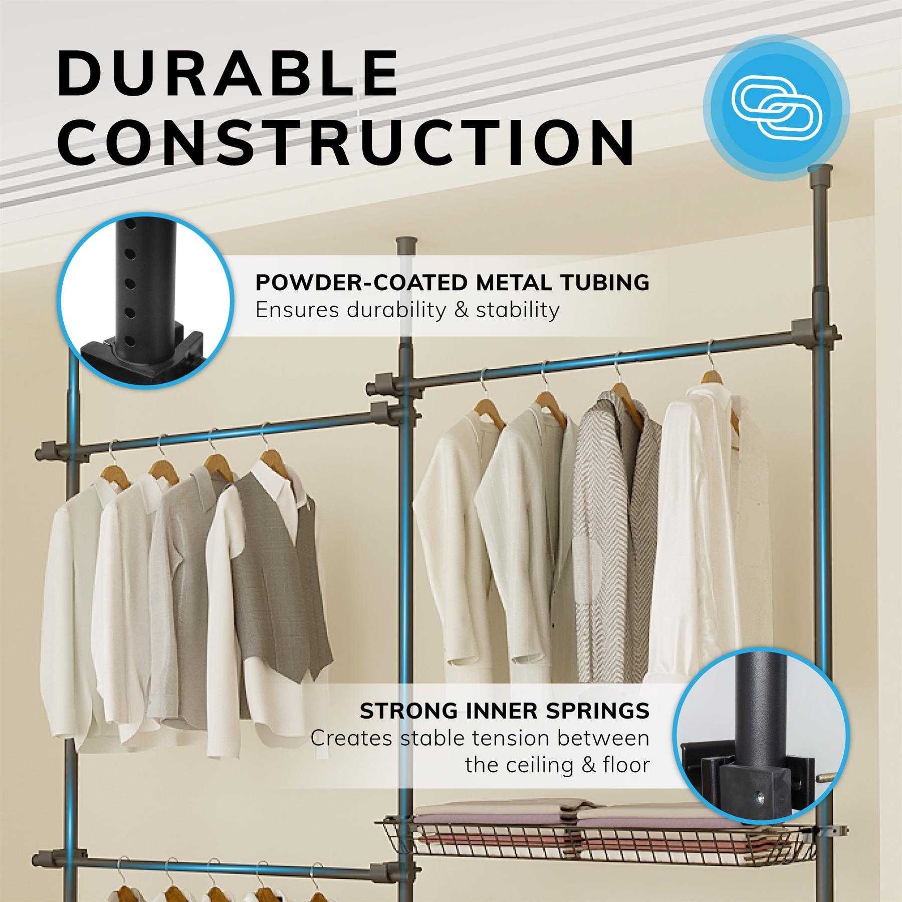 House of Home Double Telescopic Clothes Rail With Basket | FRASERS