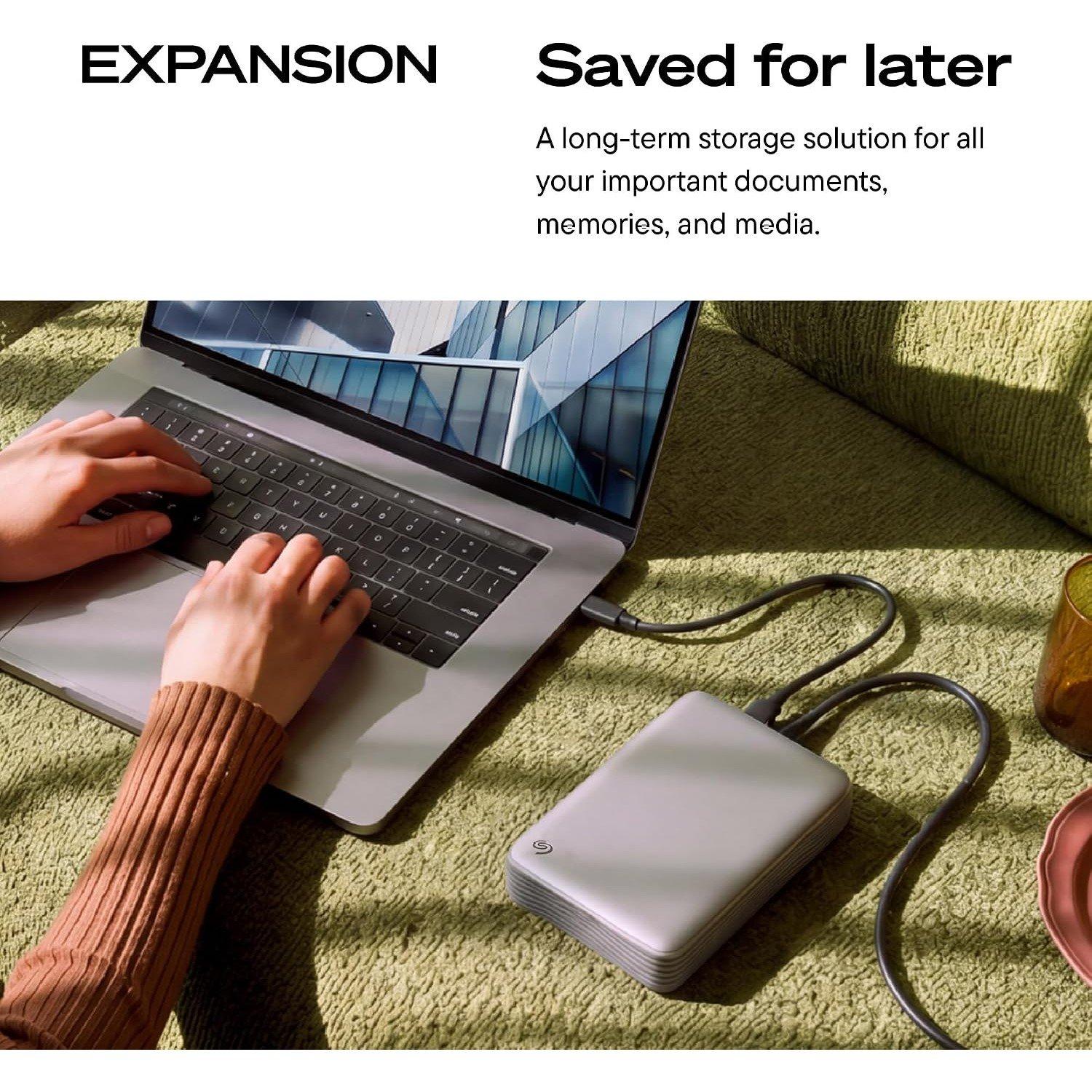 Negro - Seagate - 8TB Expansion Desktop Hard Drive  MicroB to USB-C - 5