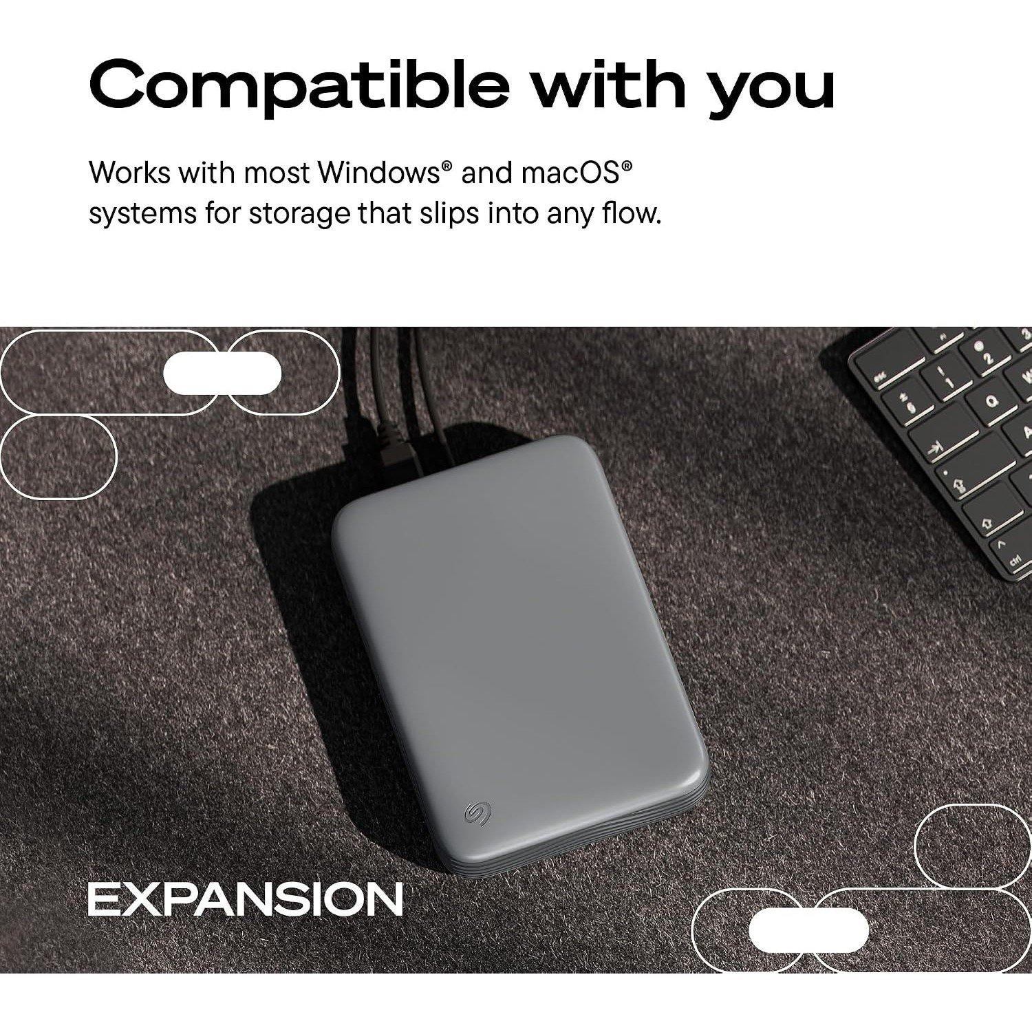 Negro - Seagate - 8TB Expansion Desktop Hard Drive  MicroB to USB-C - 6
