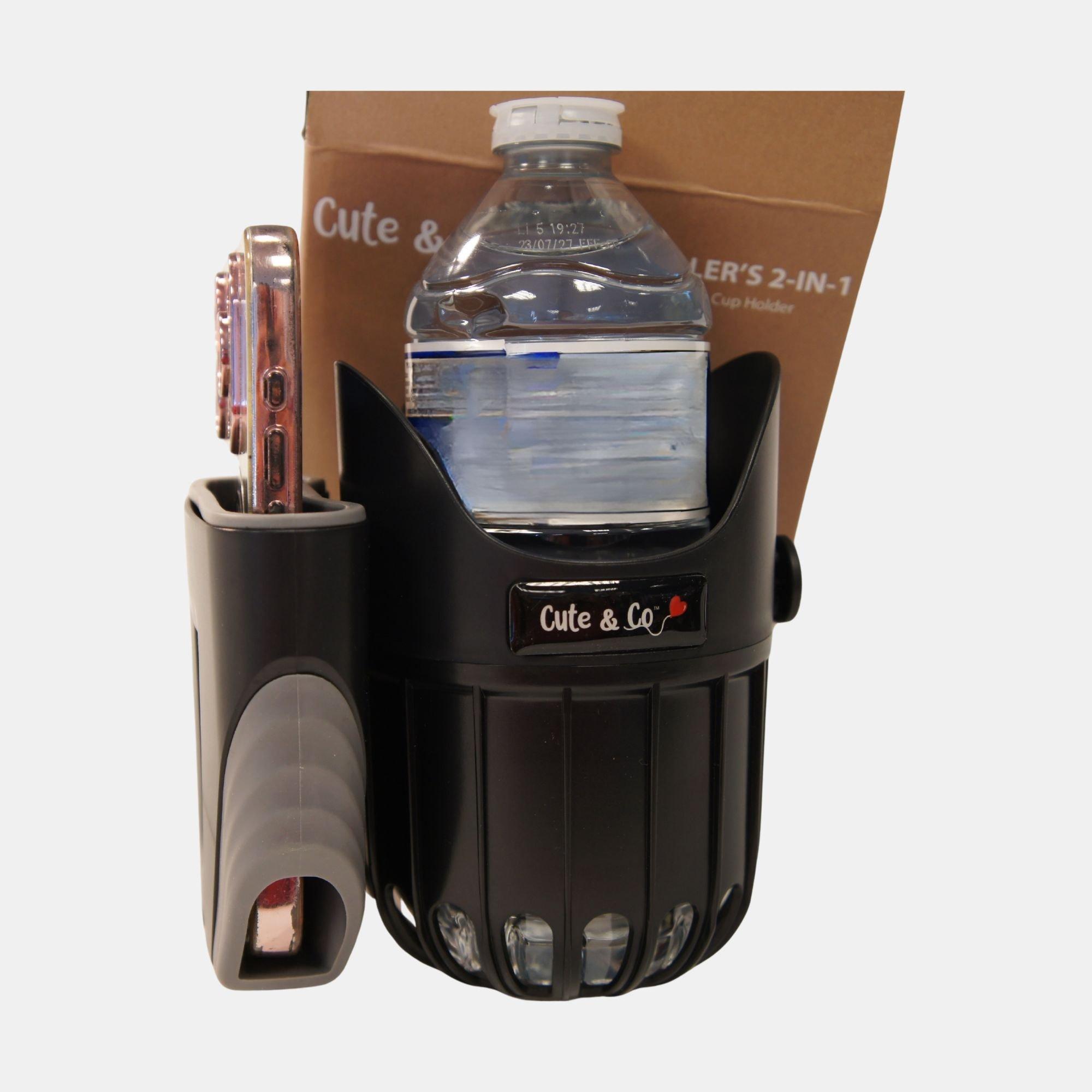 Noir - Cute and Co - & Co Adjustable Stroller/Pram 2 in 1 Phone and Cup Holder - 3