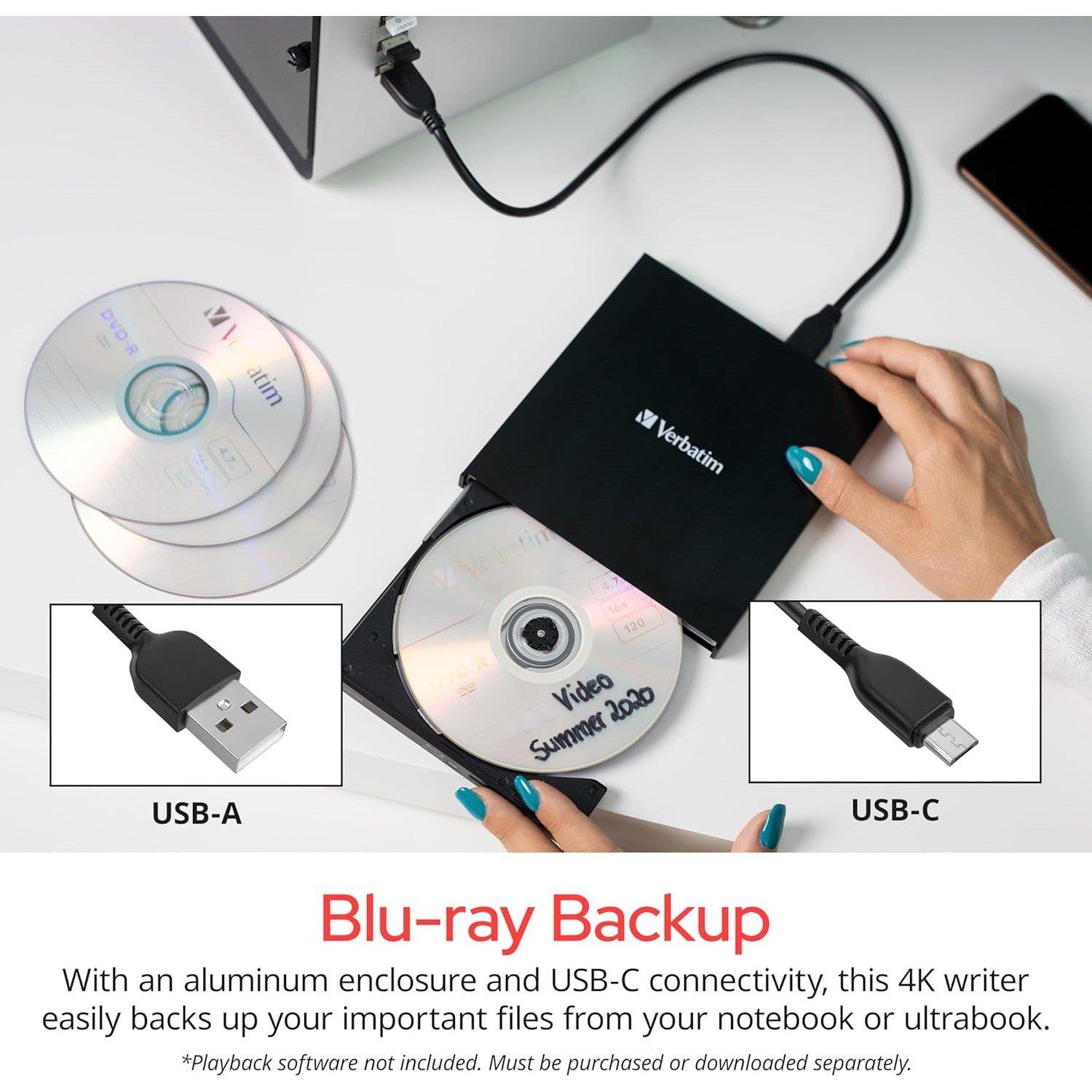 Zwart - Verbatim - Blu-Ray DVD-Drive - Black - 4