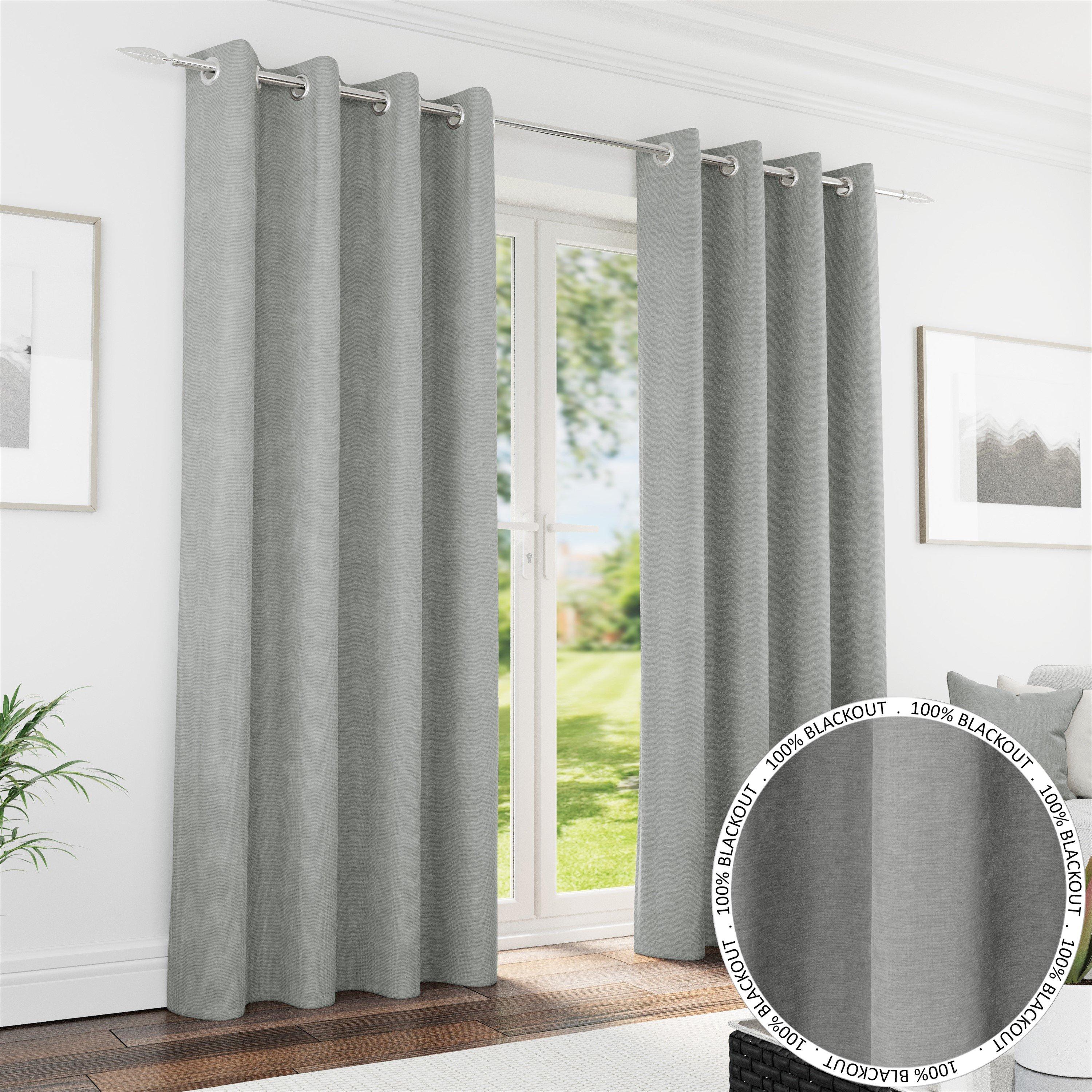 Enhanced Living  Knightsbridge Blackout Chenille Curtains Grey - 229x183cm