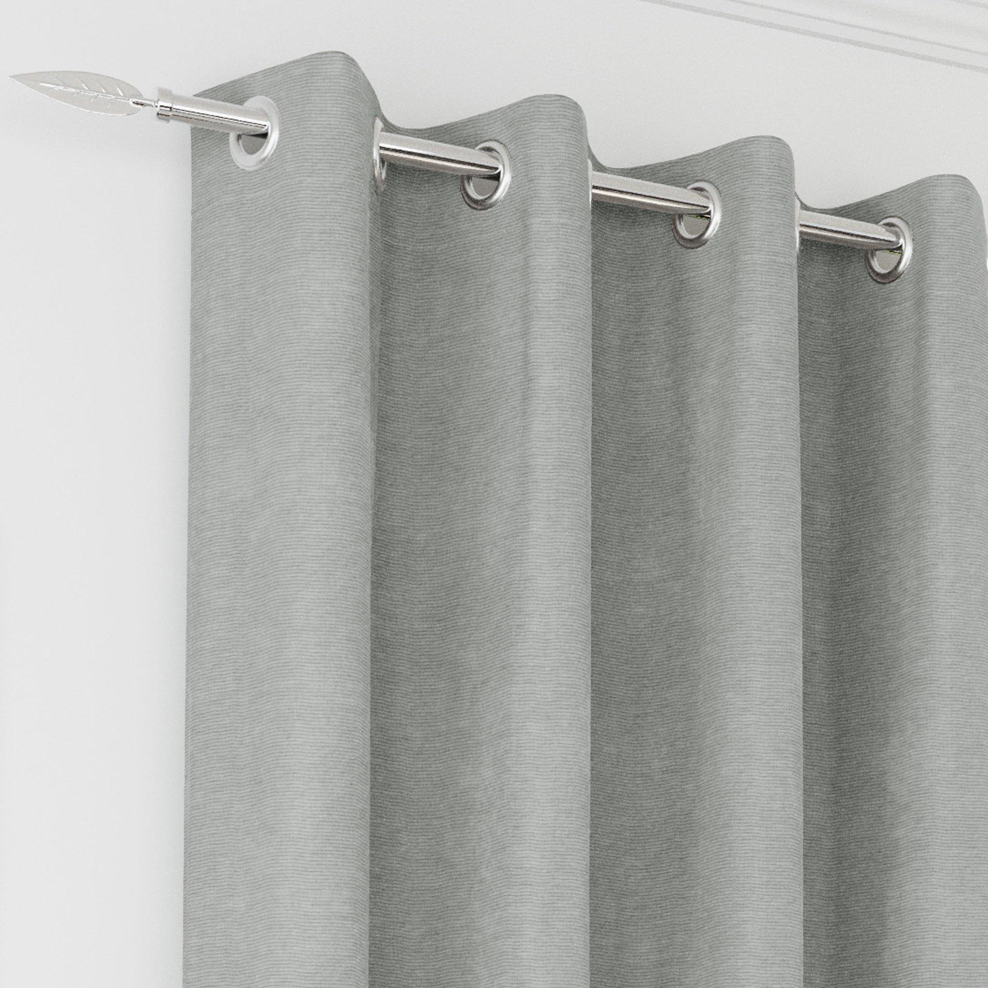 Grey - Enhanced Living - Knightsbridge Grey Blackout Chenille Curtains - 2
