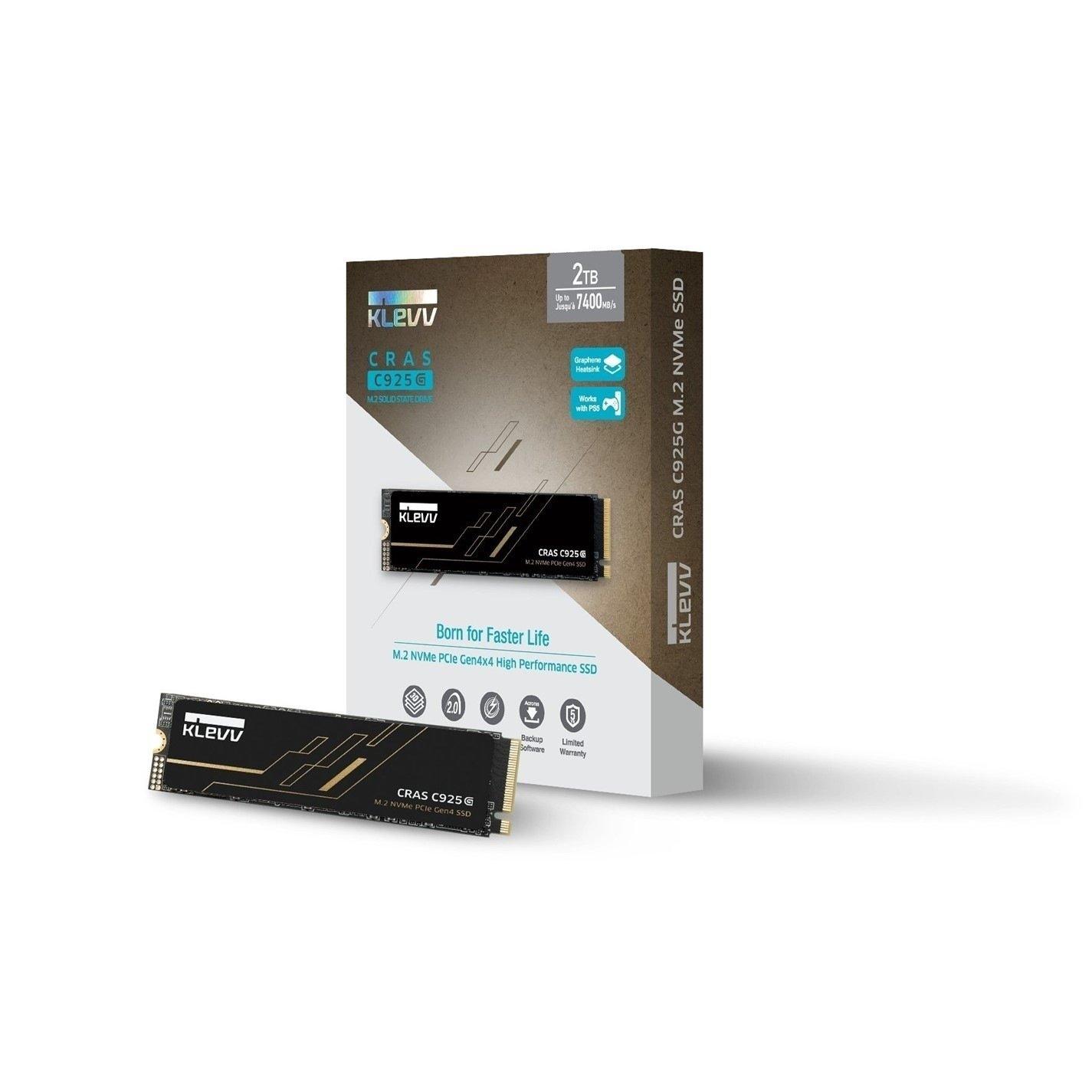 Black - KLEVV - CRAS C925G 2TB SSD Drive - PlayStation 5 Compatible - 2