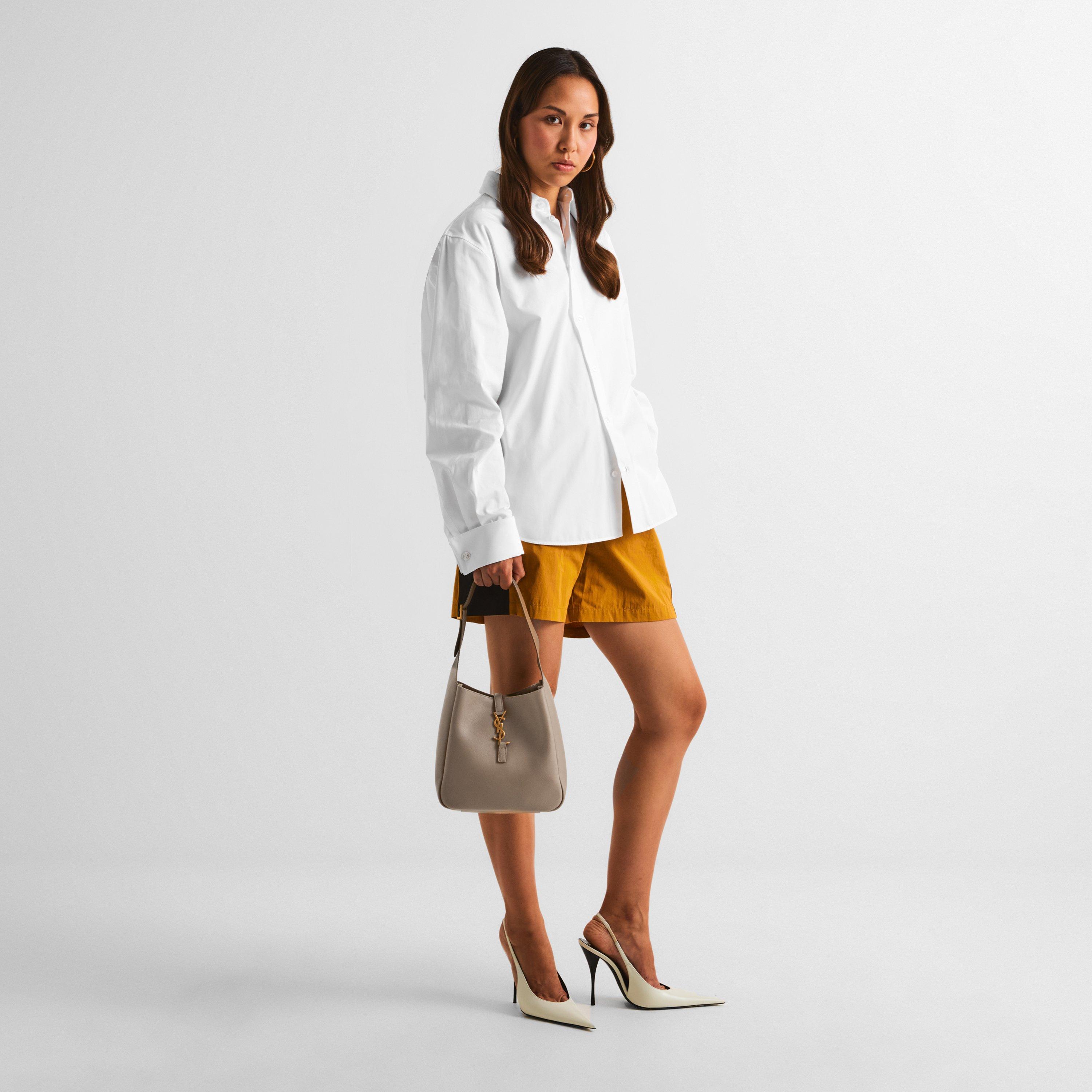 Light Cumin - Saint Laurent - Women's Le5A7 Leather Hobo Bag - 6