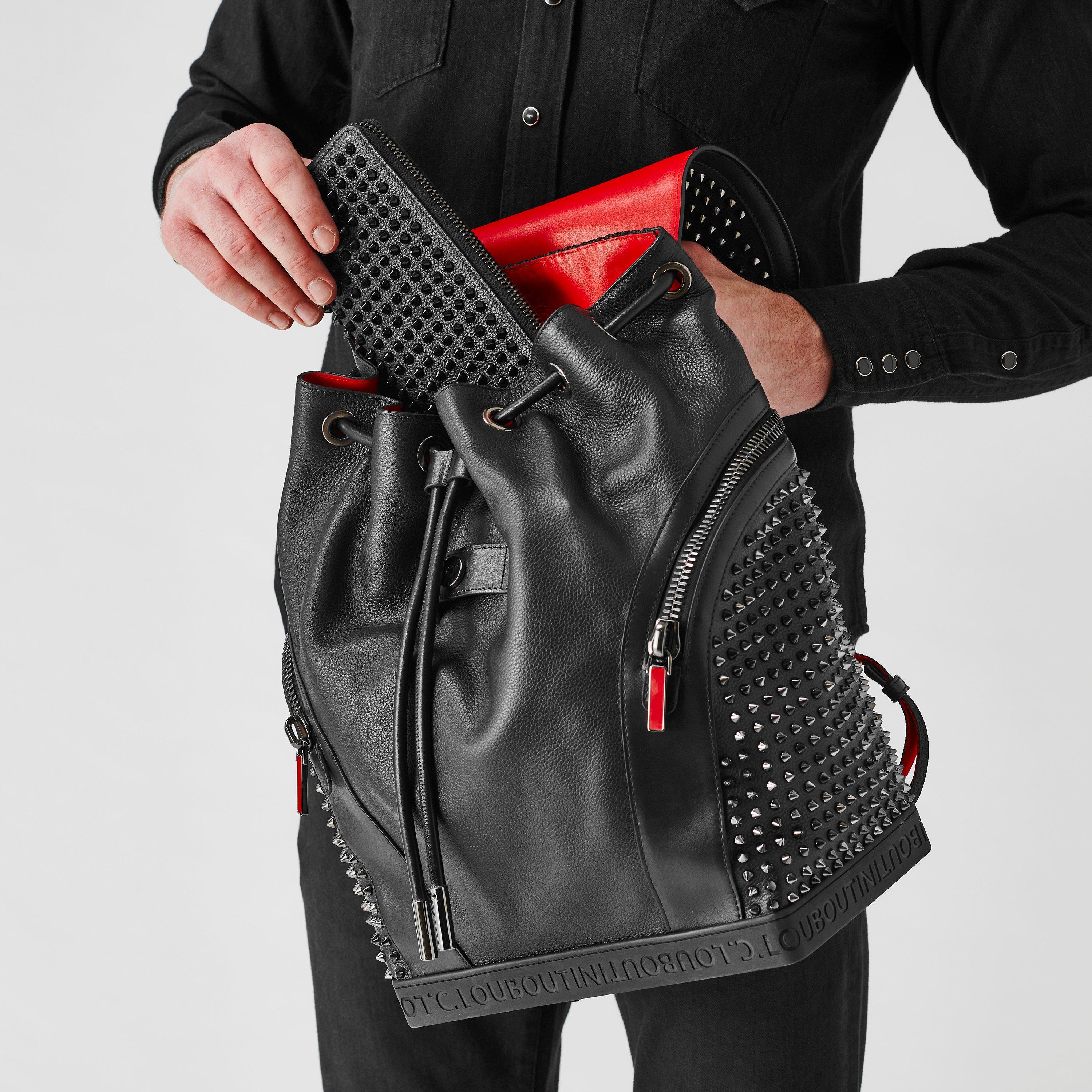 Black/Black - Christian Louboutin - Men's Embellished Cotton Spike Purse - 2