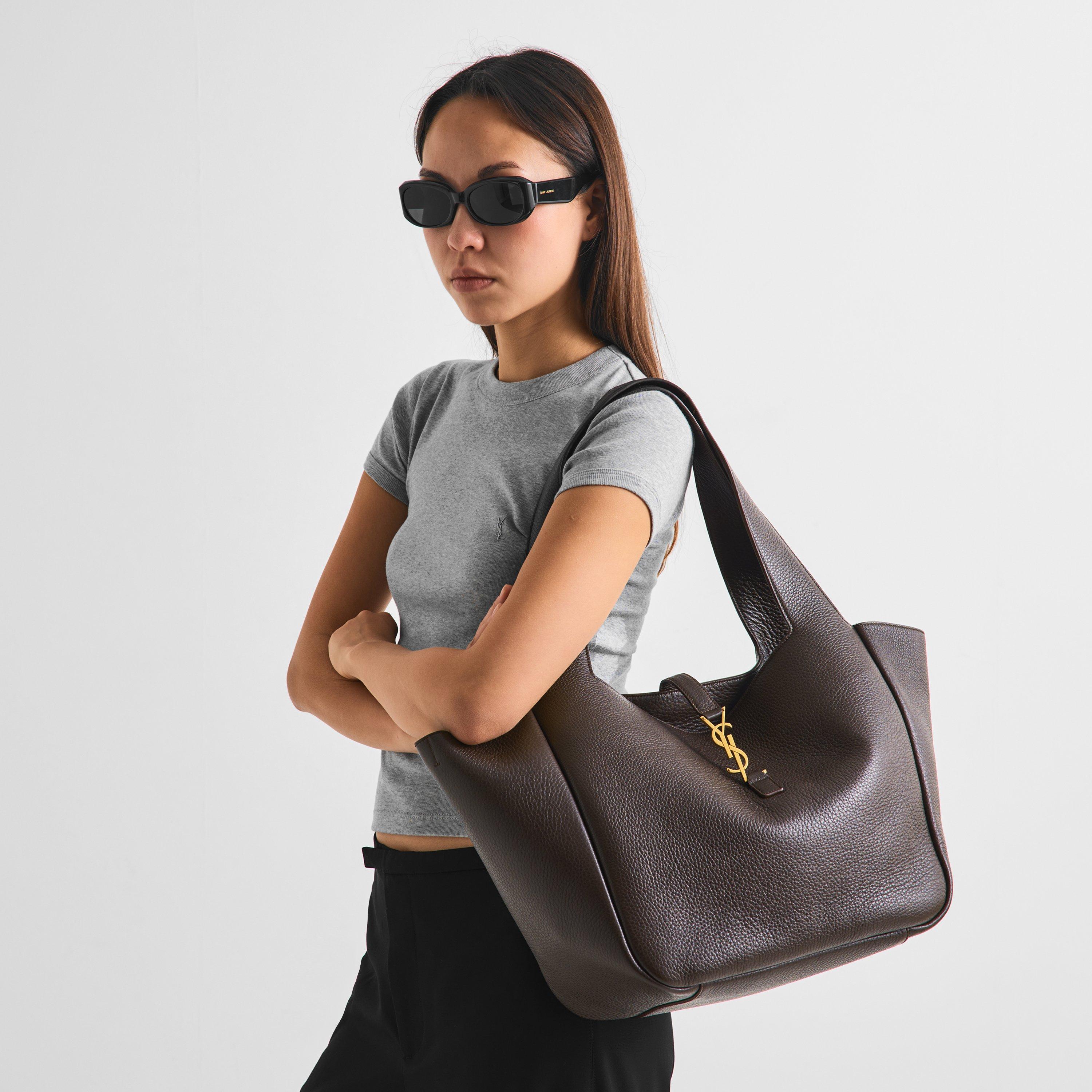 Sweet Choco - Saint Laurent - Women's Bea Cabas Leather Tote Bag - 3
