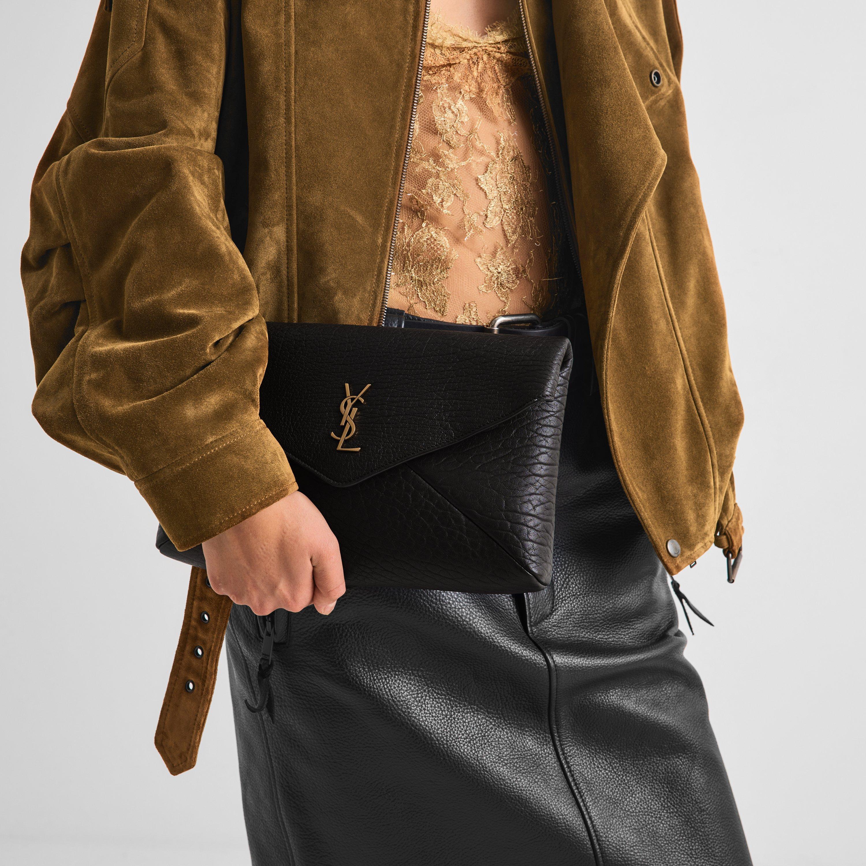 Chocolate Noir - Saint Laurent - Women's Envelope Leather Pouch - 3