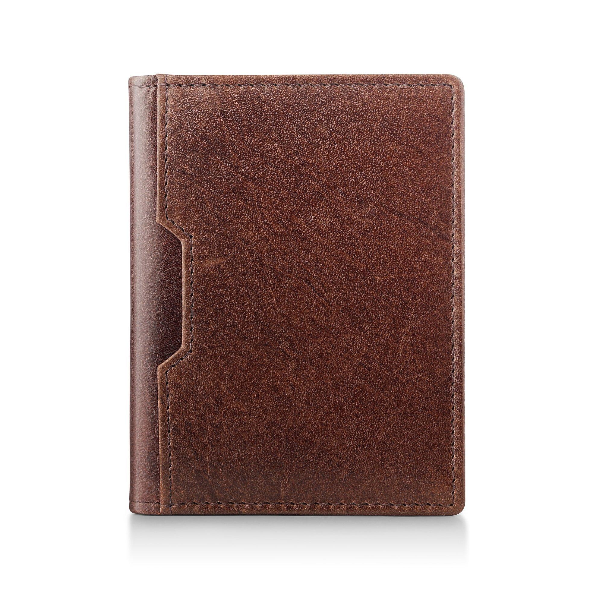 Brown - PRIMEHIDE Leather - Alperto RFID Leather Credit Card Holder - 1