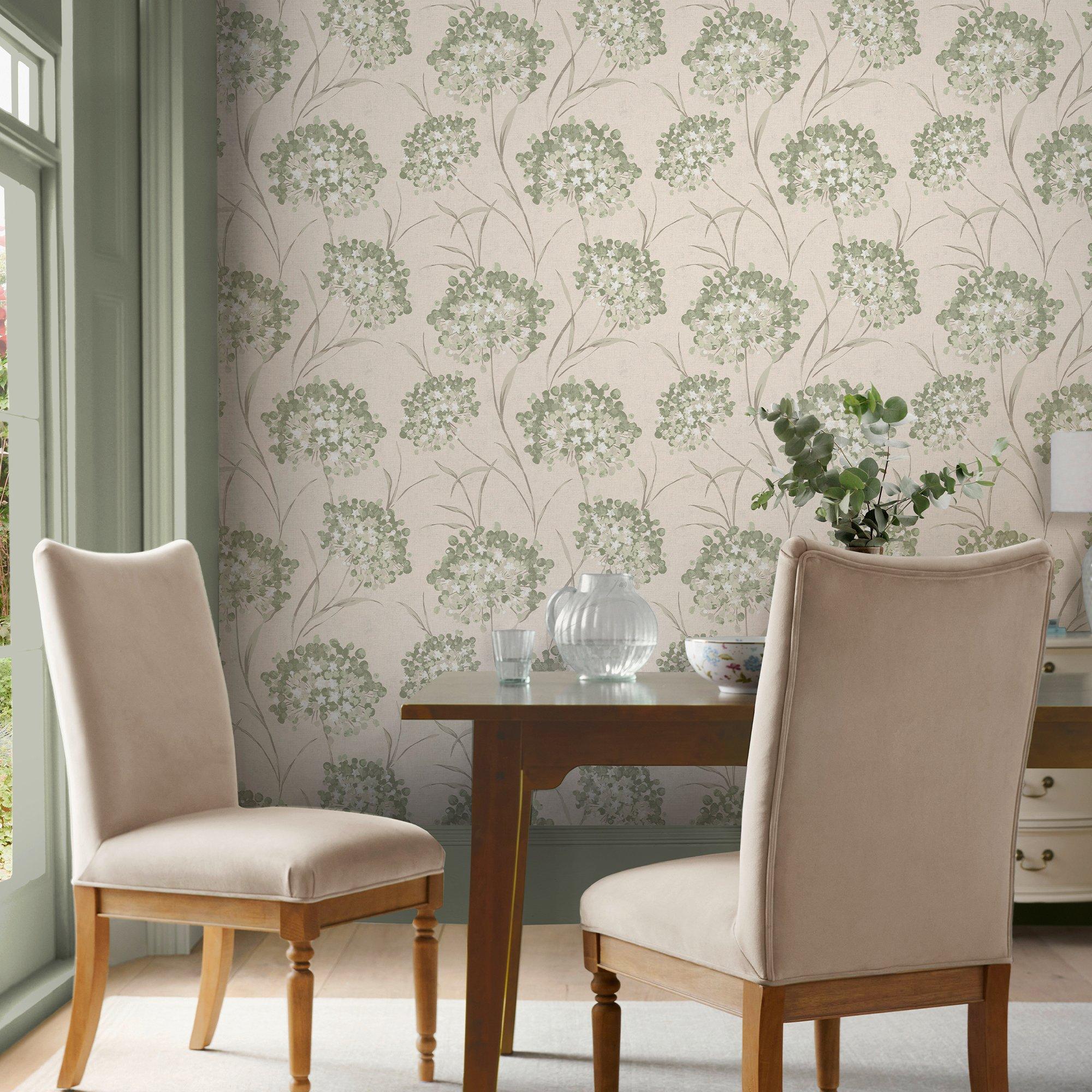 Green - Laura Ashley - Giselle Hedgerow Wallpaper - 1