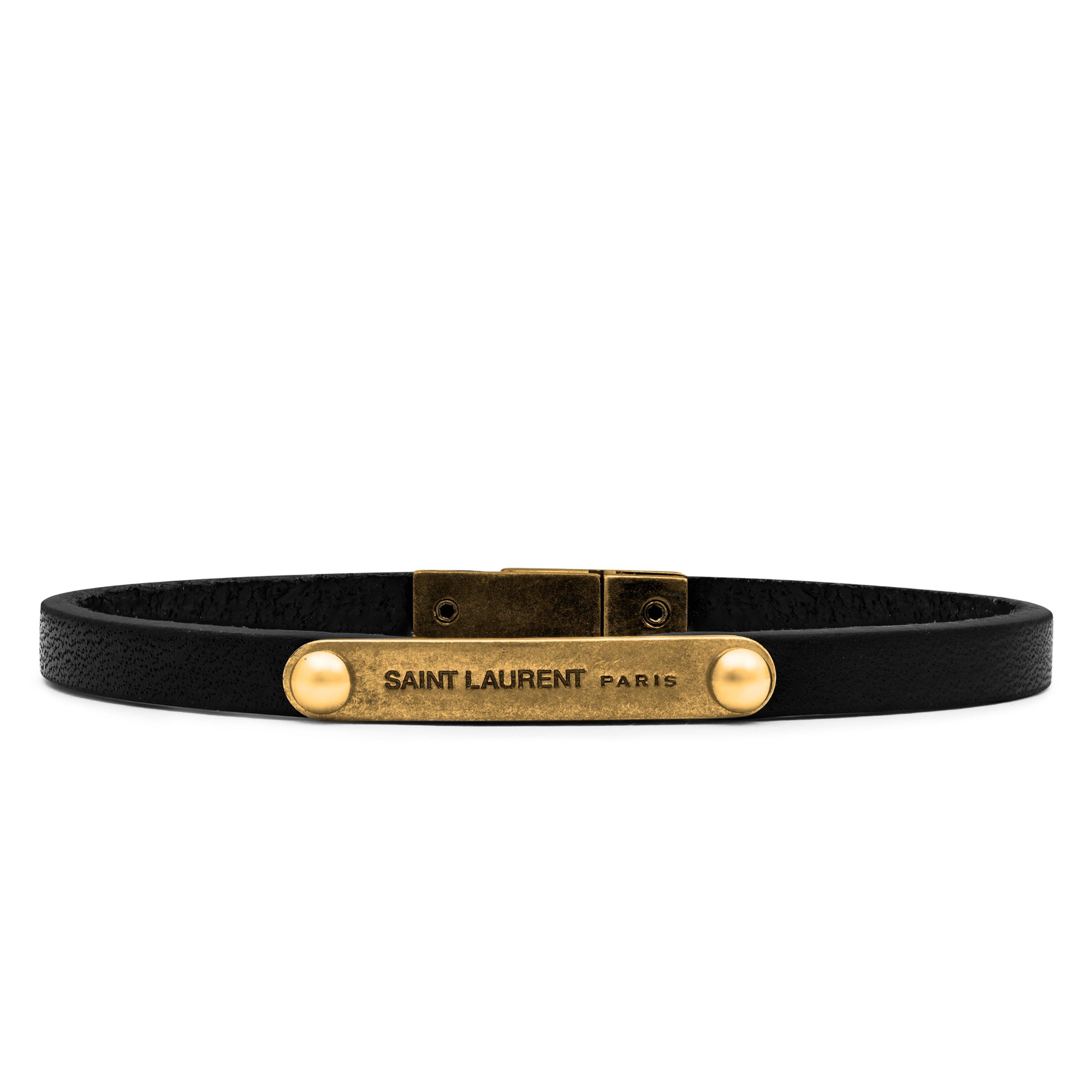 アクセサリー Saint Laurent Studded leather bracelet Saint Laurent Black Leather Studded Bow Bracelet – Mine & Yours