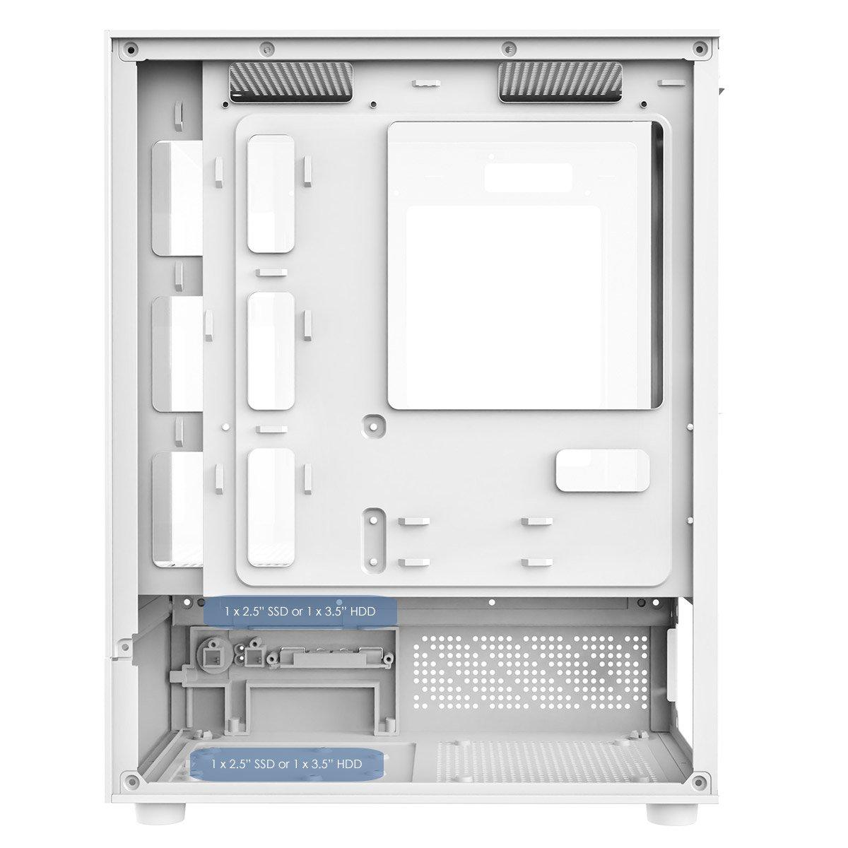 White - CiT - Micro-ATX Gaming Case with TG Front+Side Panels with 3x CiT Dual-Ring Infinity Fans - White - 12