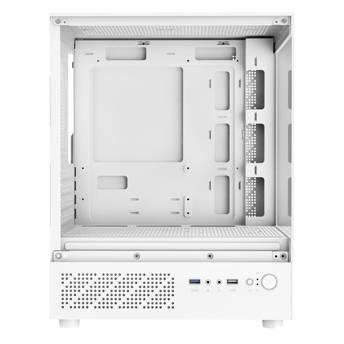White - CiT - Micro-ATX Gaming Case with TG Front+Side Panels with 3x CiT Dual-Ring Infinity Fans - White - 10