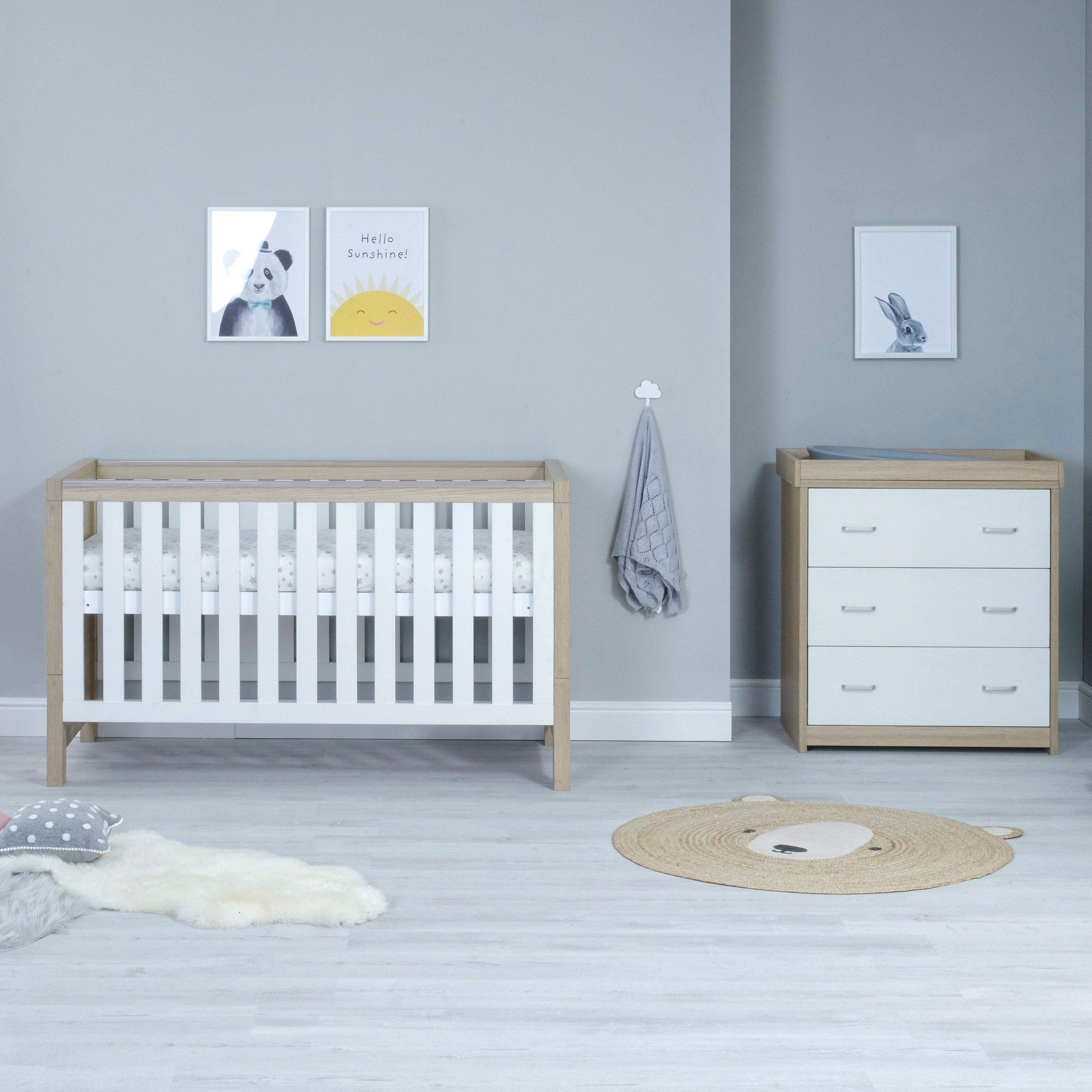 Oak White - Babymore - Babymore Luno 2 Piece Room Set  - Oak White - 2