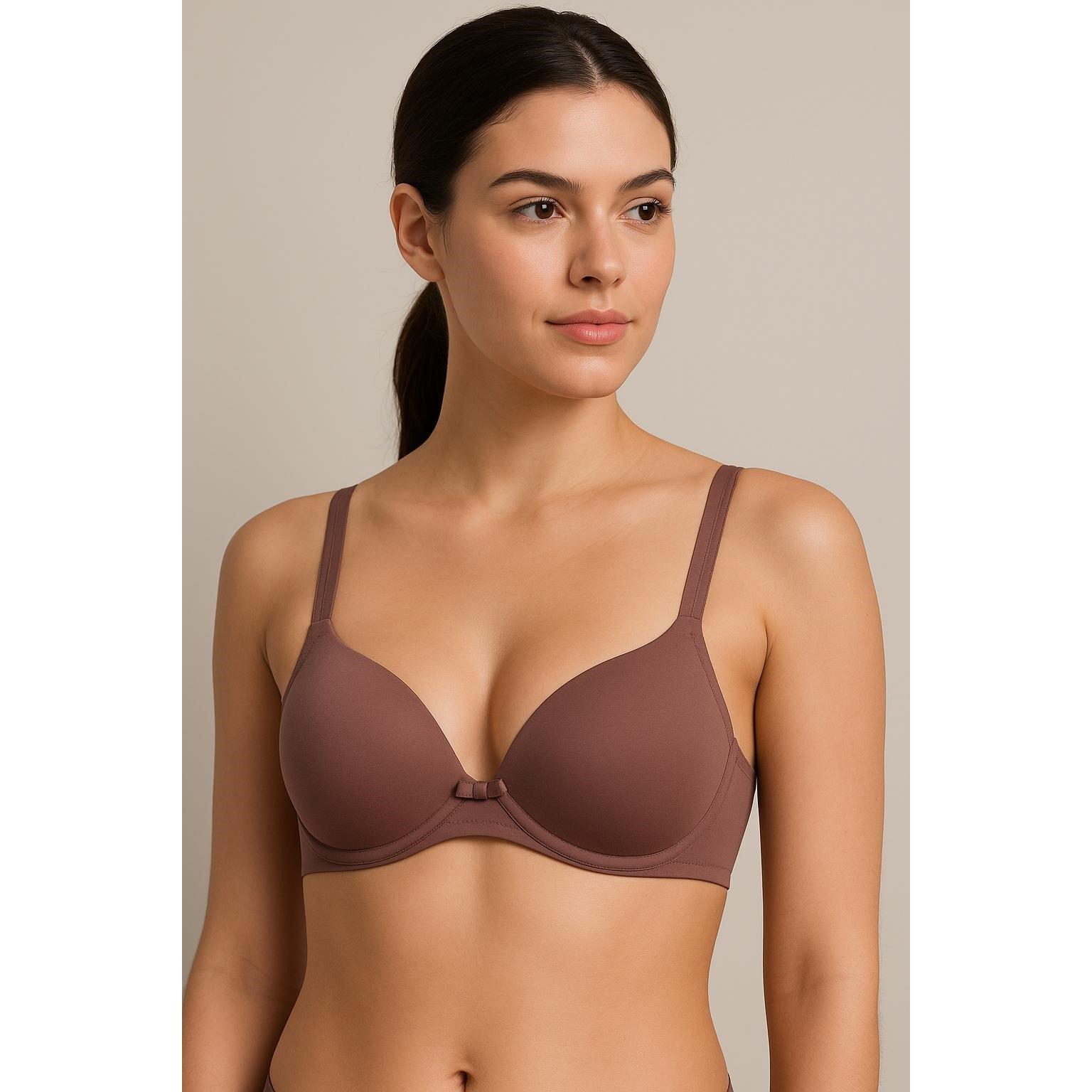 Taupe/Dk Brown - Valbonne - TAUPE/DK BRN UNDERWIRED 2 PACK SMOOTH T-SHIRT BRA - 3