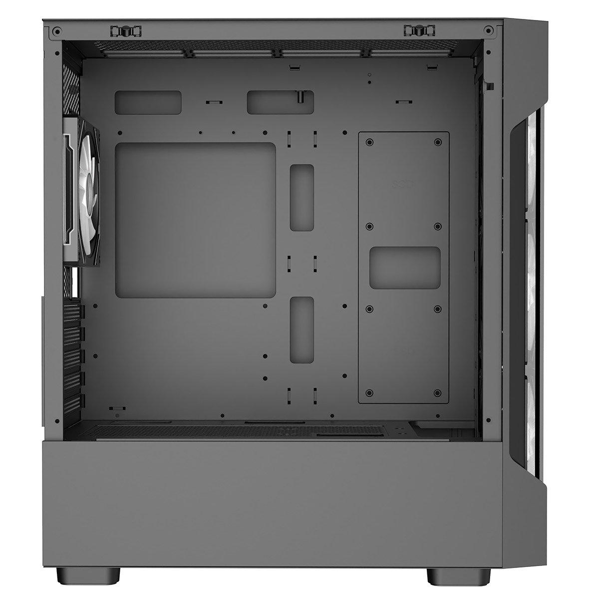 Black - CiT - Bolt Black Micro-ATX Gaming Case with 4 x 120mm ARGB Infinity Fans + 30pc Tint Tempered Glass - 9