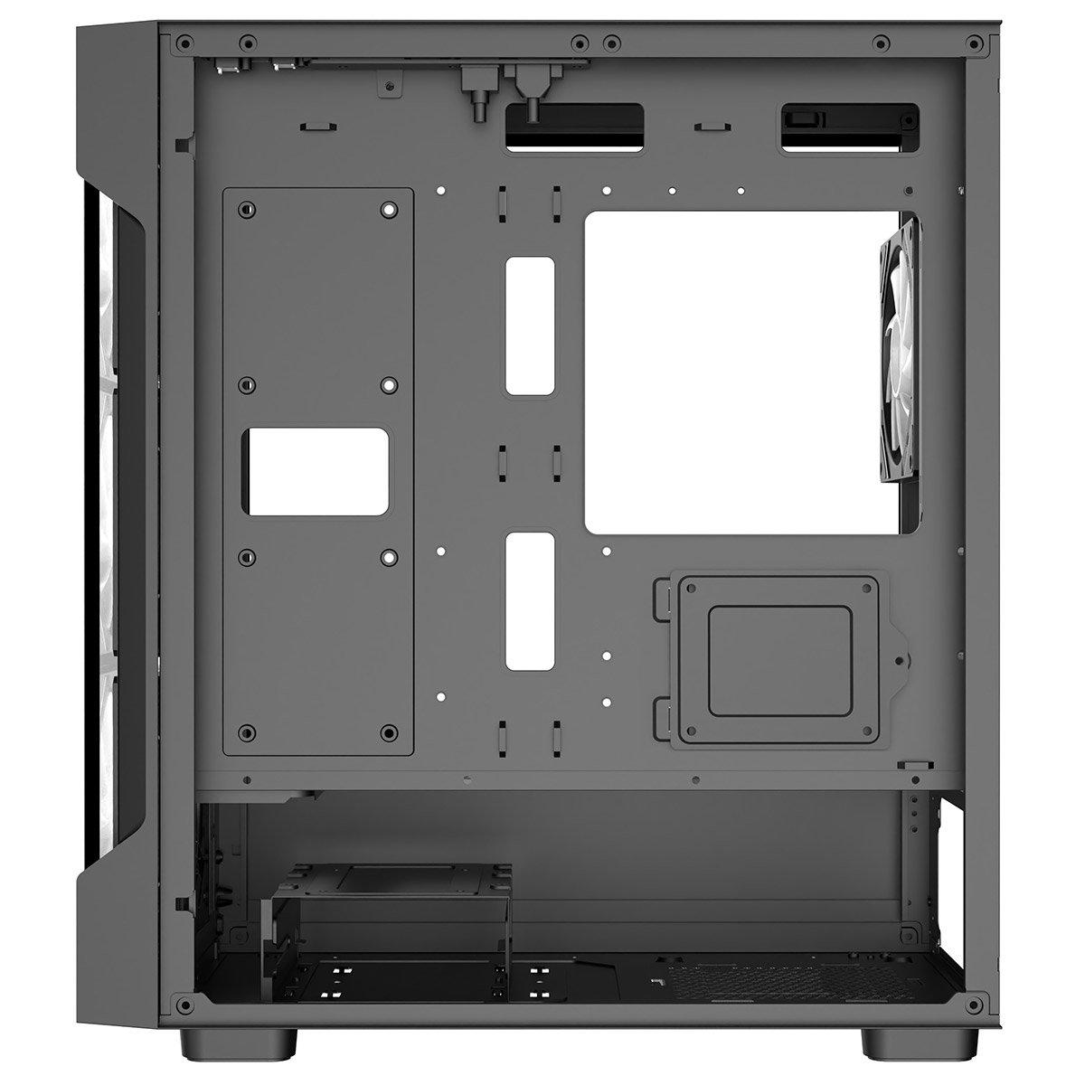 Black - CiT - Bolt Black Micro-ATX Gaming Case with 4 x 120mm ARGB Infinity Fans + 30pc Tint Tempered Glass - 10