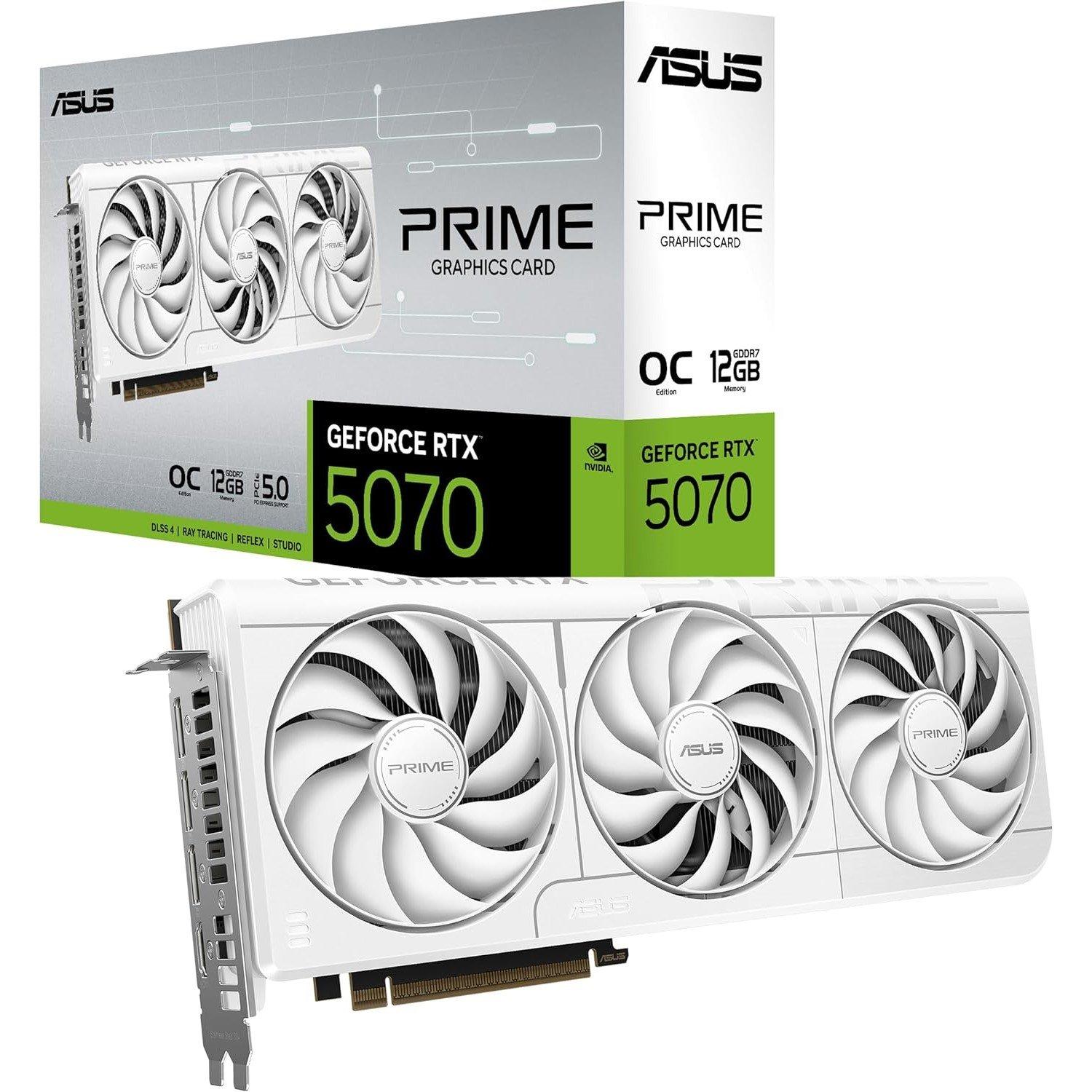 Zwart - ASUS - ASUS Prime -RTX5070-O12G-WHITE NVIDIA GeForce RTX 5070 12 GB GDDR7 Graphics Card - 1