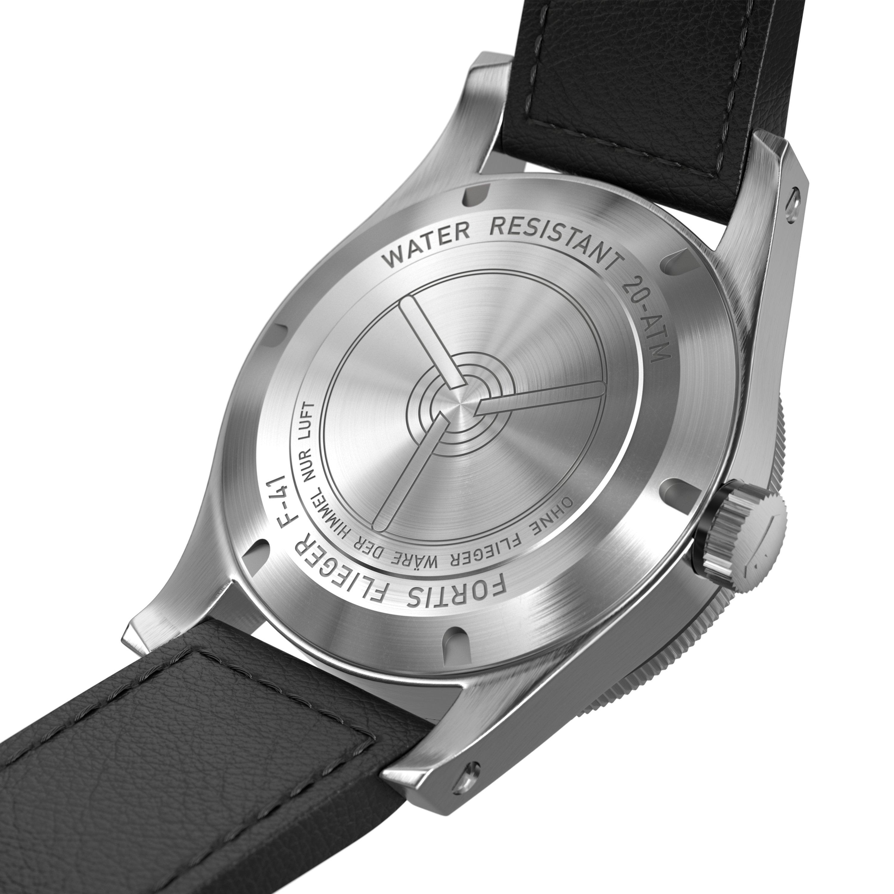 Black/Steel - Fortis - Men's Flieger Strap Analogue Watch - 2