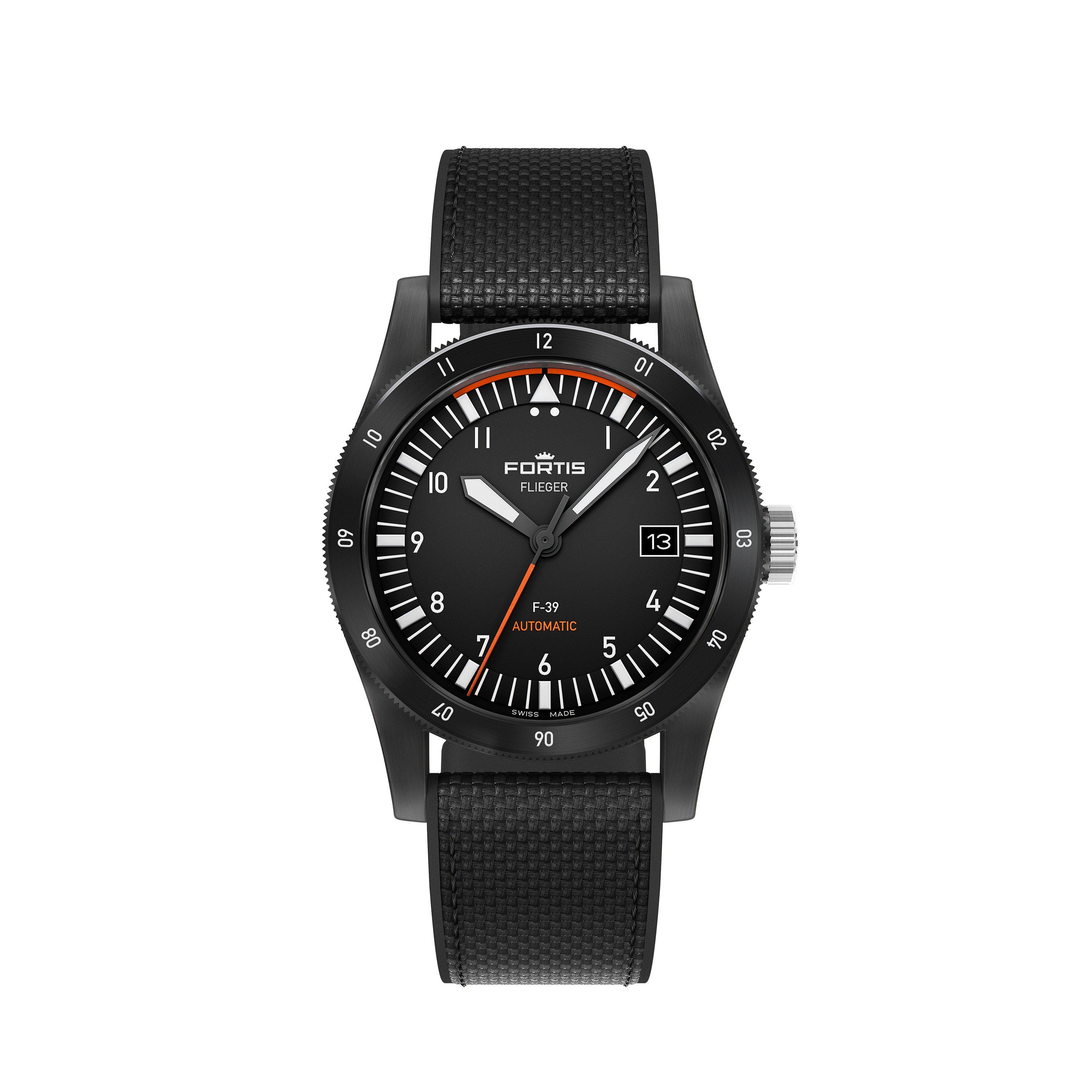 Black/Black - Fortis - Men's Flieger Swiss Automatic Stainless Steel Water Resistant Auto Analogue Watch - 1