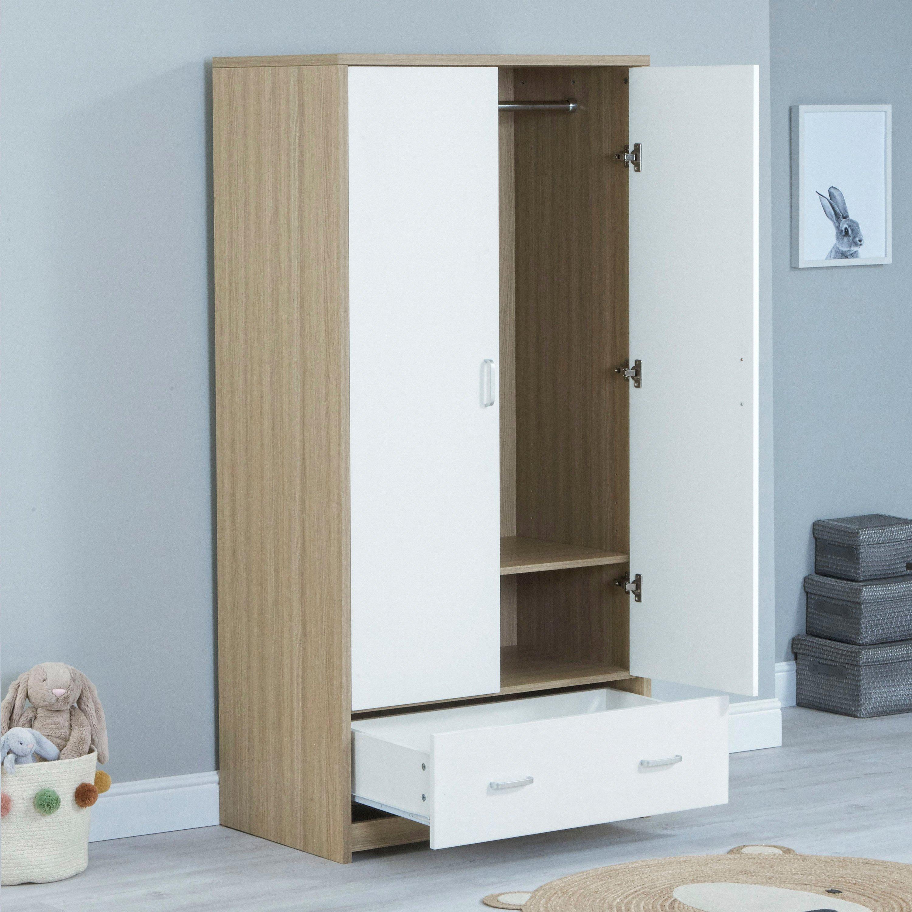 White Oak - Babymore - Luno Veni Wardrobe Oak White - 3