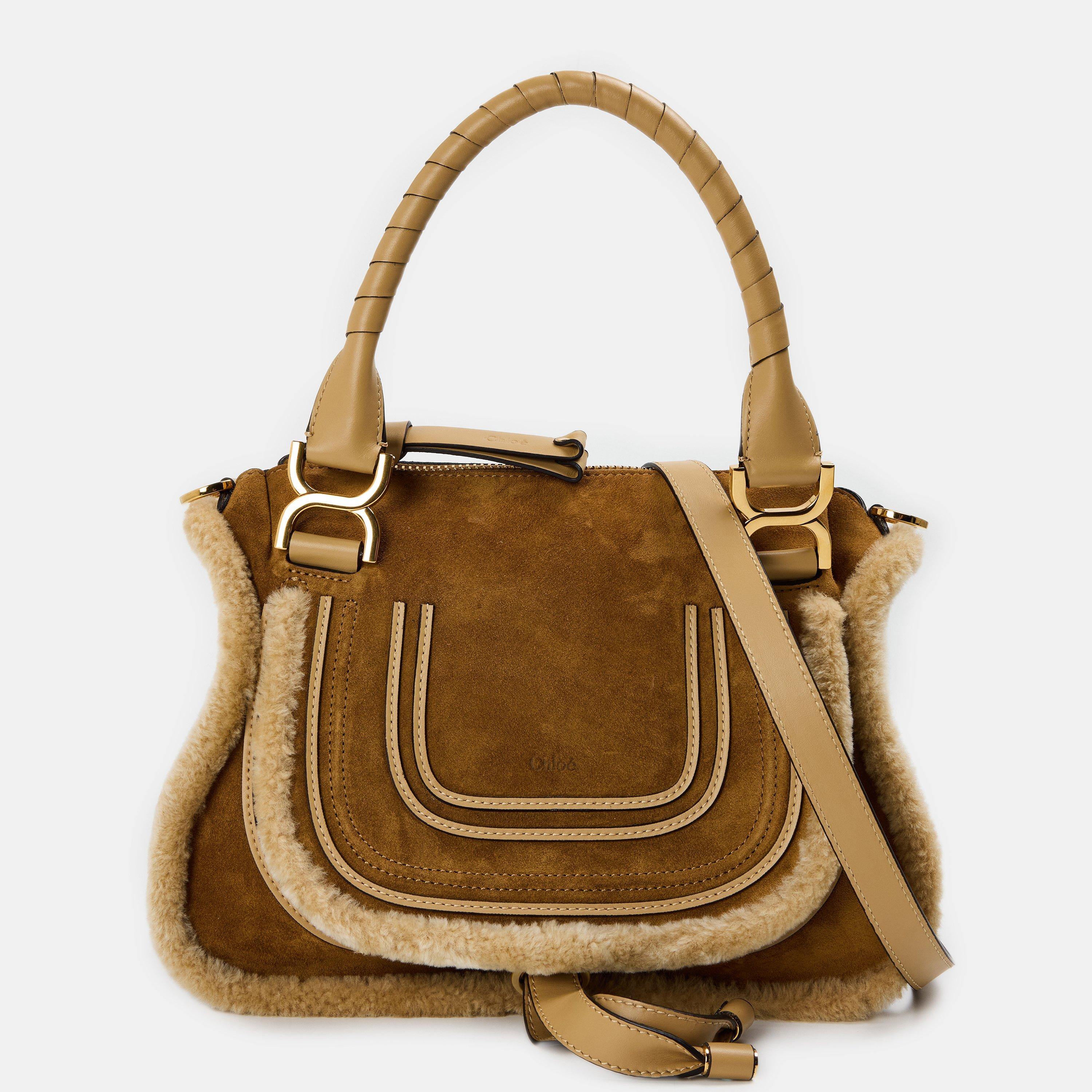 Chloe Womens Small Marcie Double Carry Bag - Summery Beige