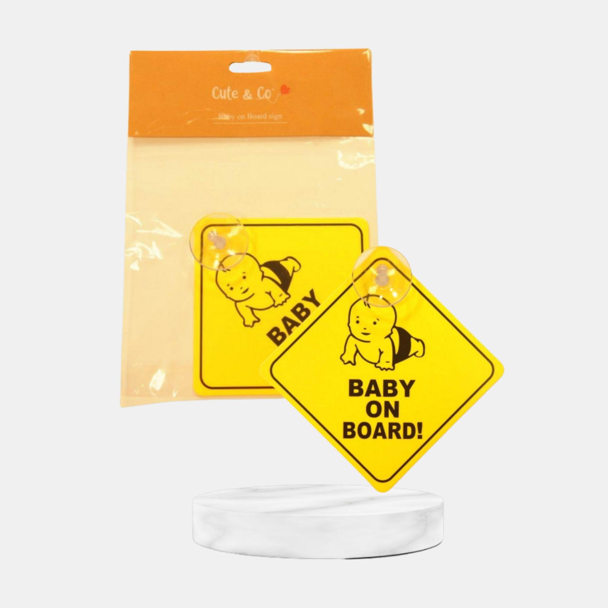 Yellow - Cute and Co - & Co Baby on Board Sign with Suction Cup - 3