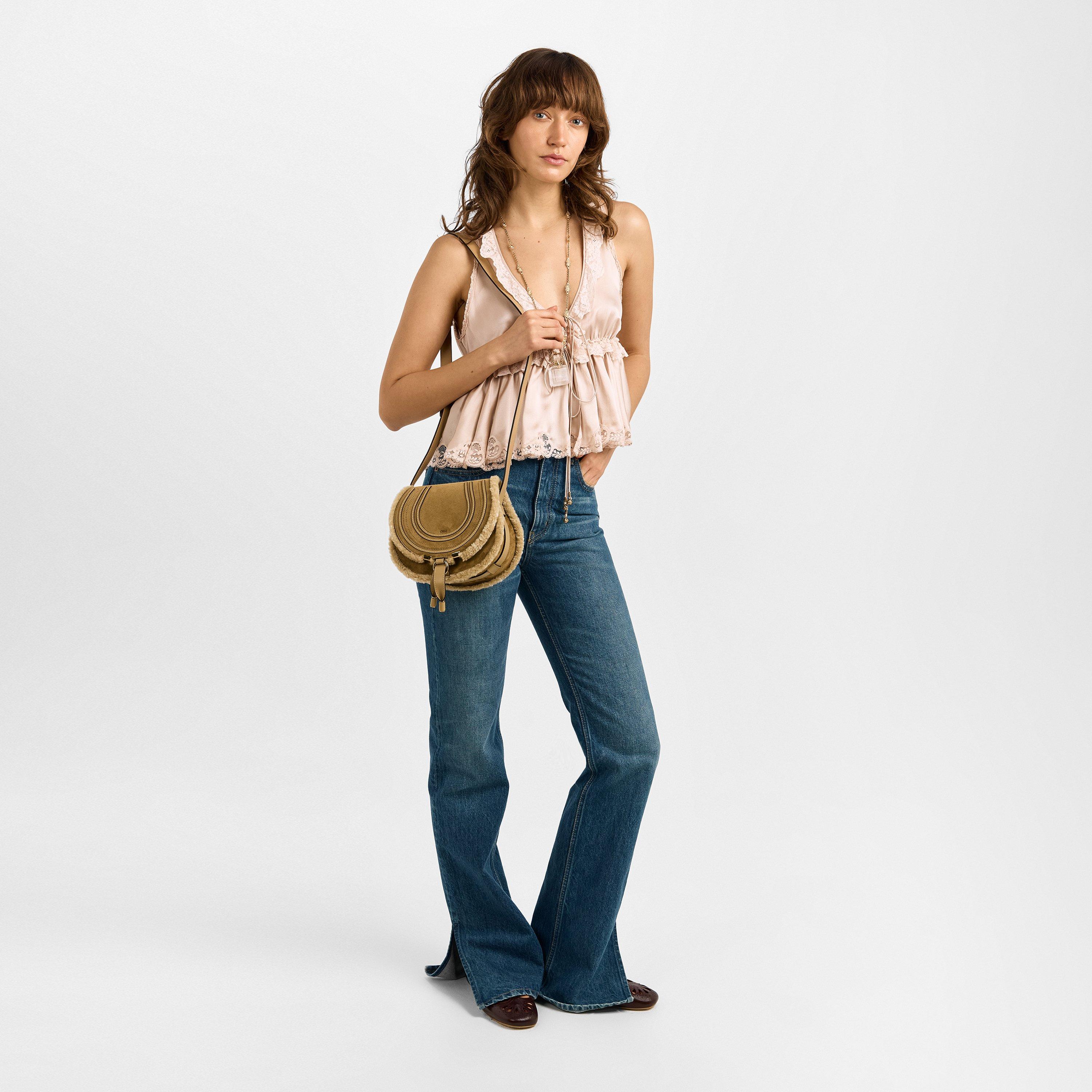 Summery Beige - Chloe - Womens Small Marcie Saddle Bag - 6