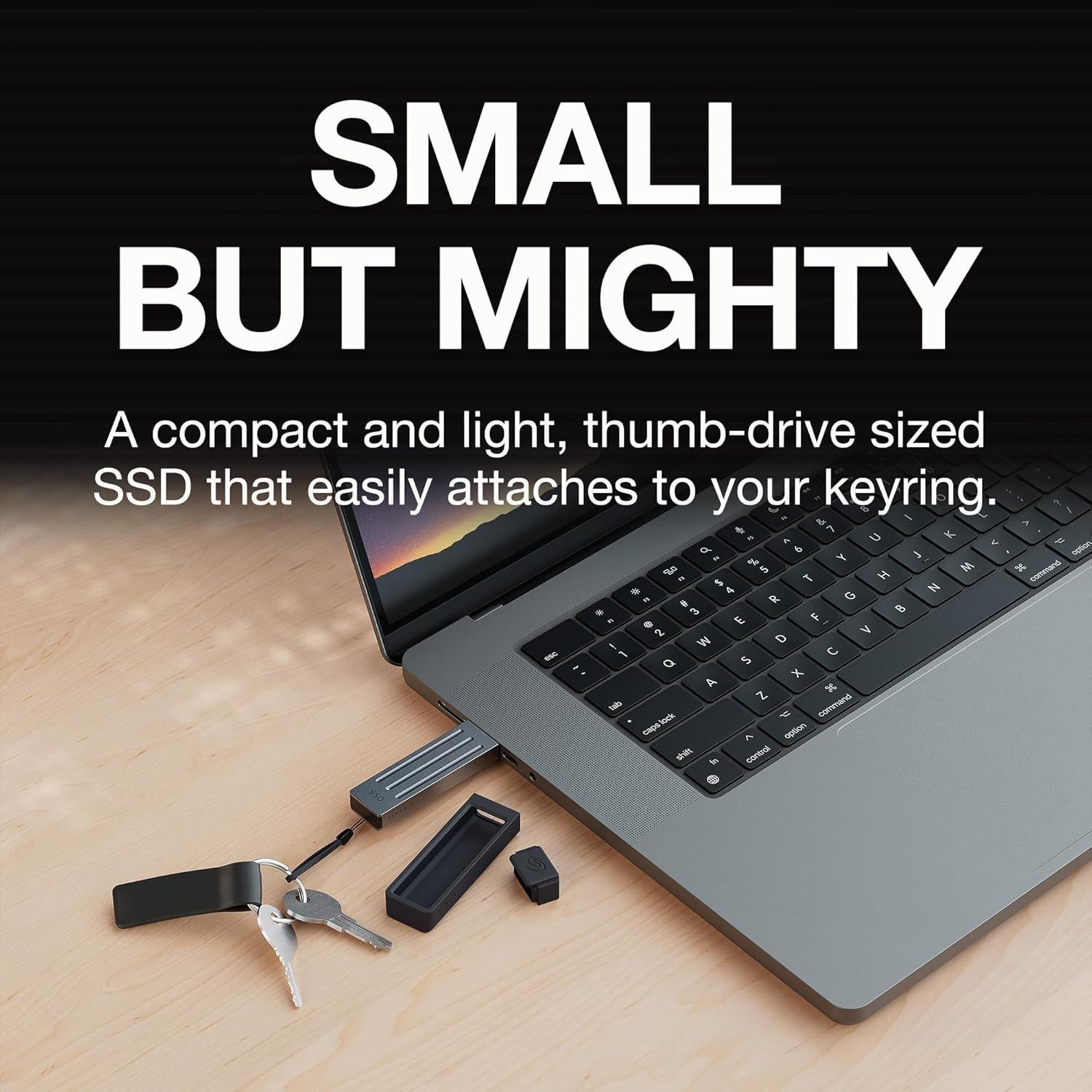 Black - Seagate - Compact 1TB SSD extern 1000MB/s USB 3.1 Typ C Dark Blue Data Rescue Service - 3