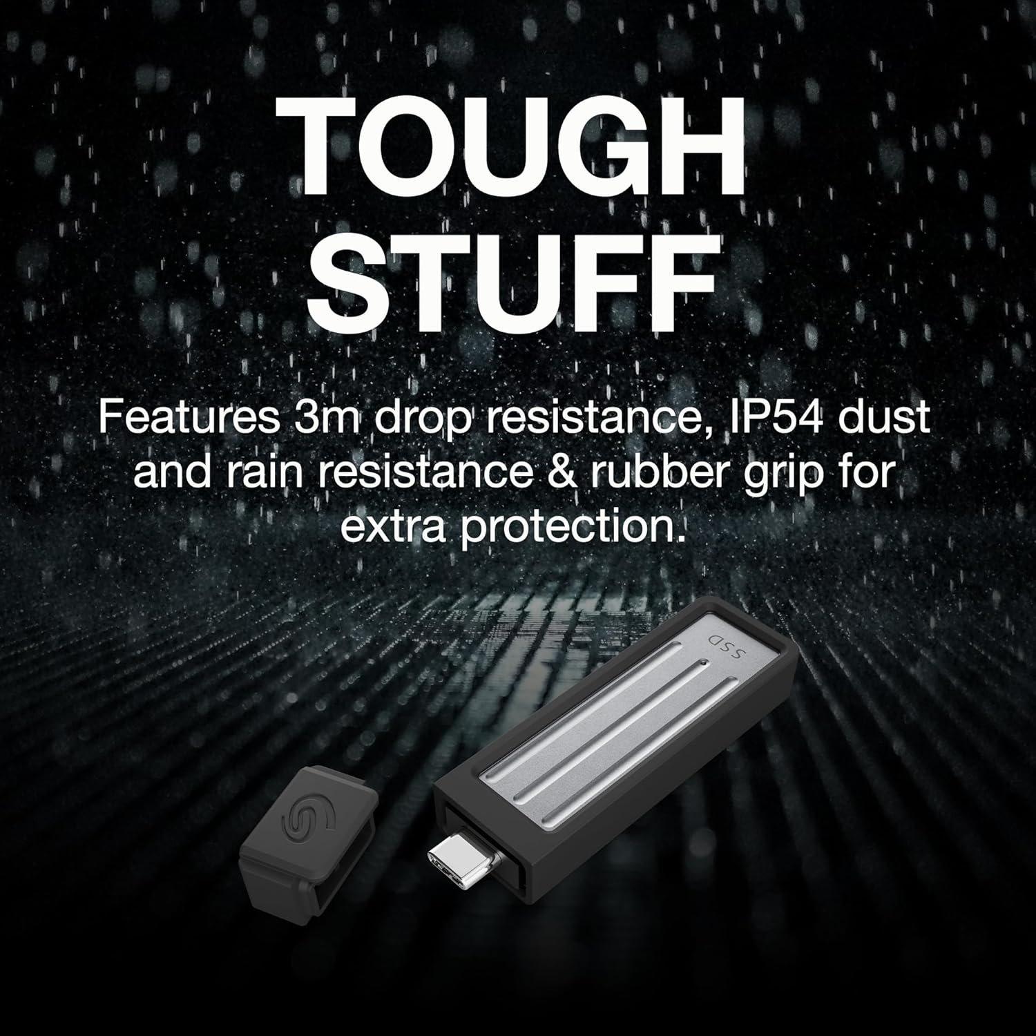 Black - Seagate - Compact 1TB SSD extern 1000MB/s USB 3.1 Typ C Dark Blue Data Rescue Service - 6