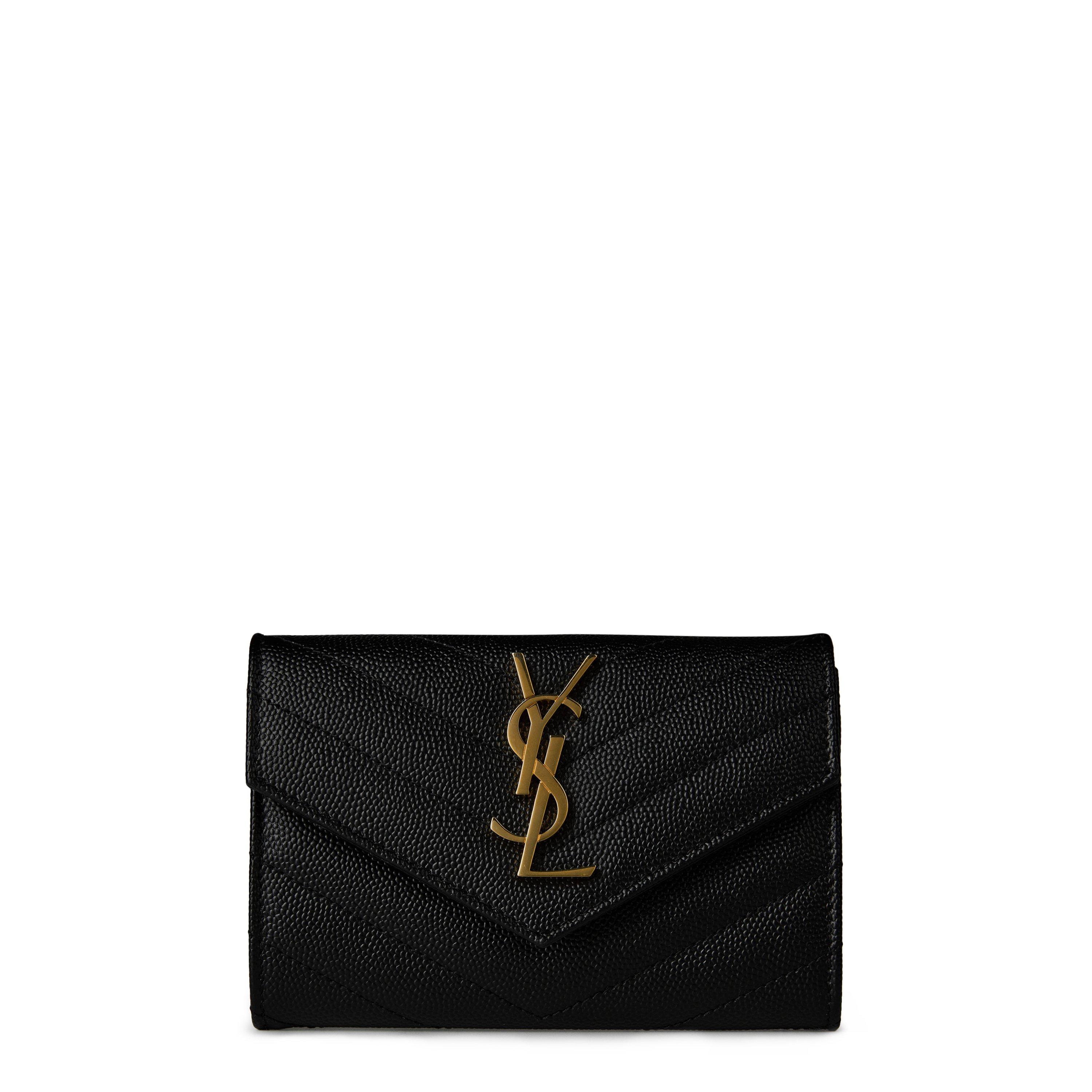 Black/Gold - Saint Laurent - Cassandre Mattelassé Small Envelope Wallet - 1