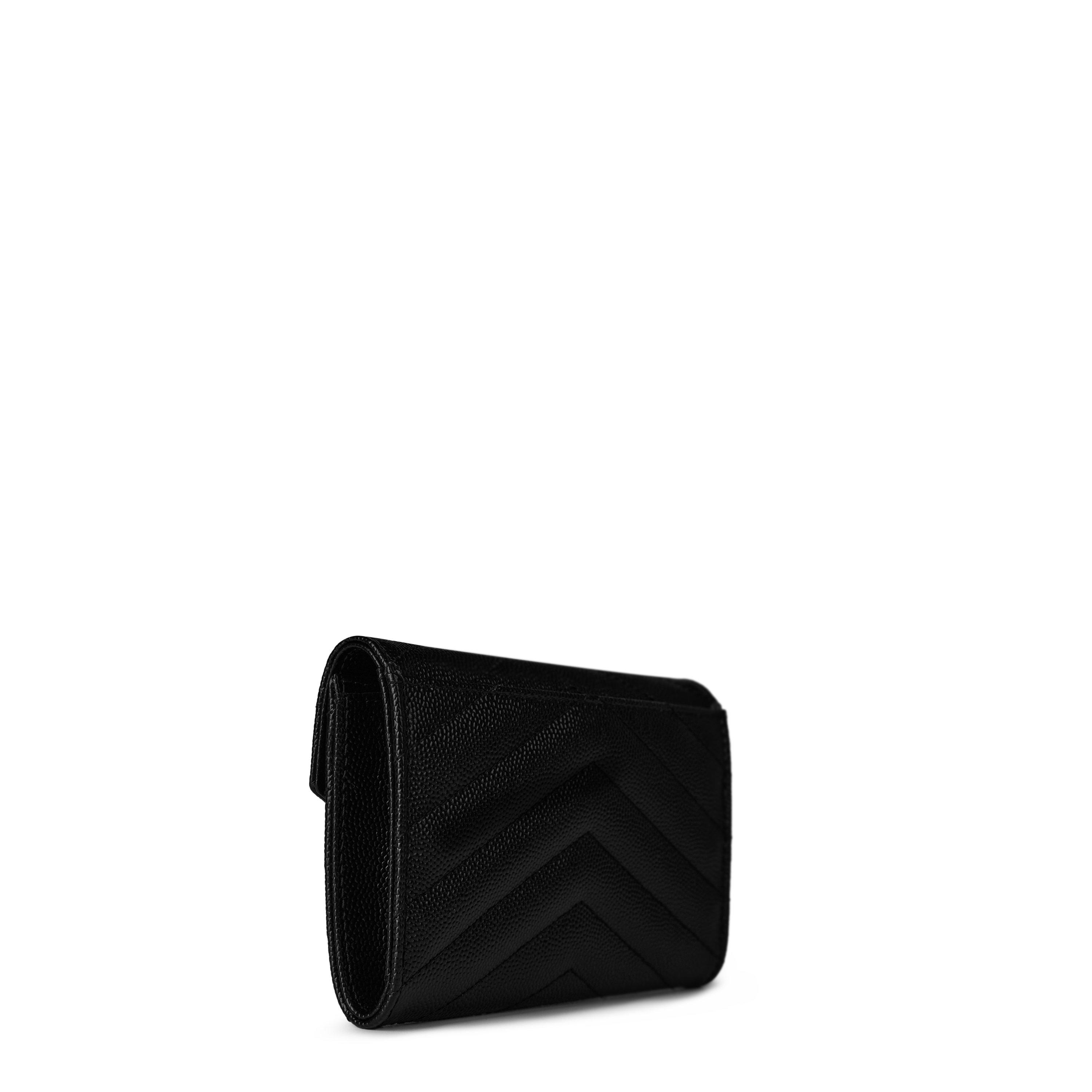 Black/Gold - Saint Laurent - Cassandre Mattelassé Small Envelope Wallet - 2