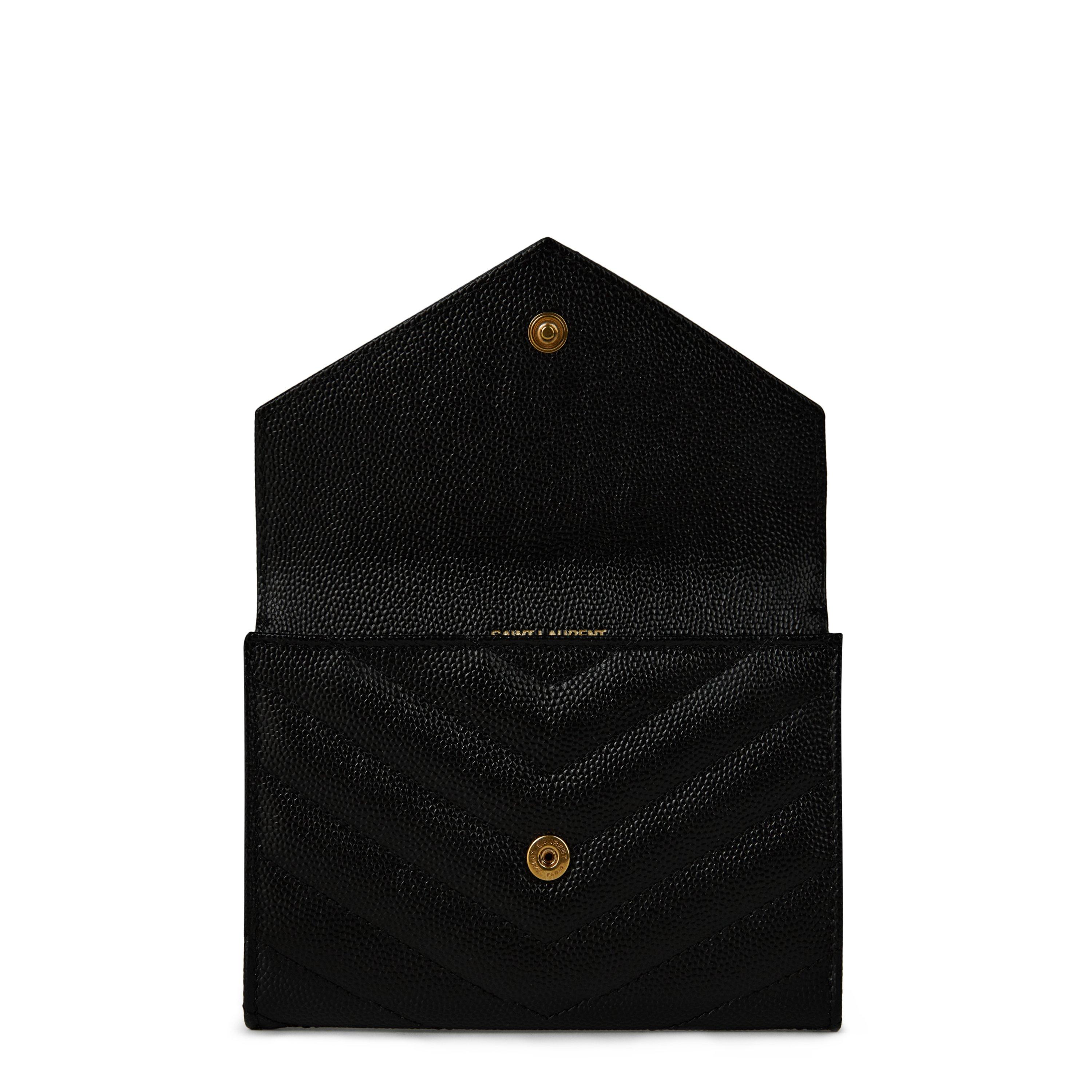 Black/Gold - Saint Laurent - Cassandre Mattelassé Small Envelope Wallet - 3