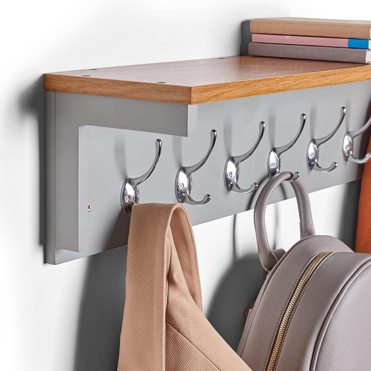 Grey - VonHaus - Coat Hooks Wall Mounted - Grey Coat Rack - 4