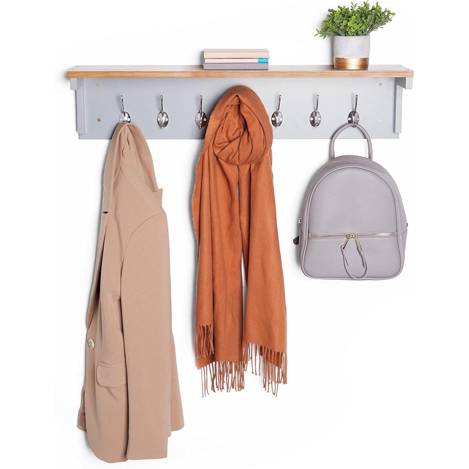 Grey - VonHaus - Coat Hooks Wall Mounted - Grey Coat Rack - 7