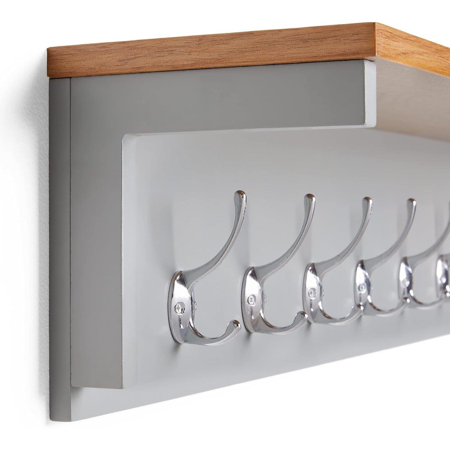 VonHaus Coat Hooks Wall Mounted - Grey Coat Rack | FRASERS