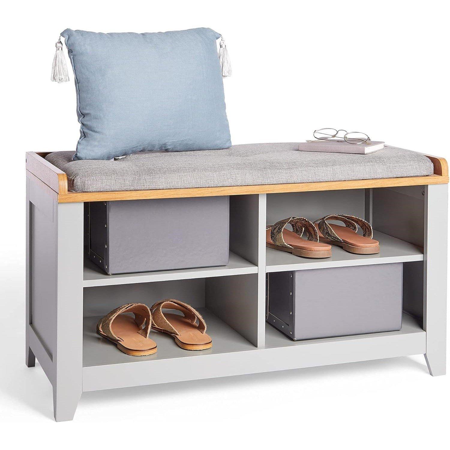 Vonhaus  Shoe Storage Bench With Padded Seat - Grey