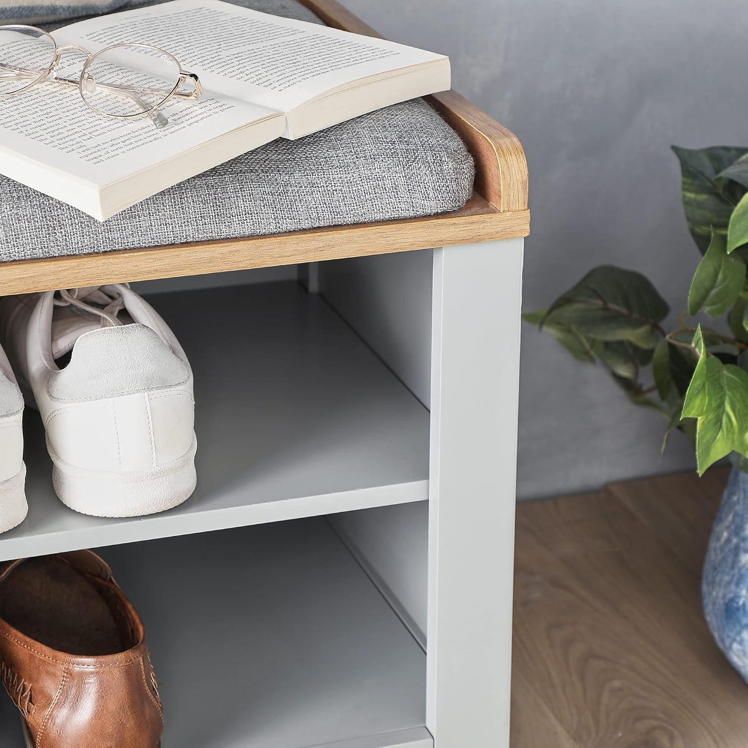 Grey - VonHaus - VonHaus Shoe Storage Bench With Padded Seat - 6