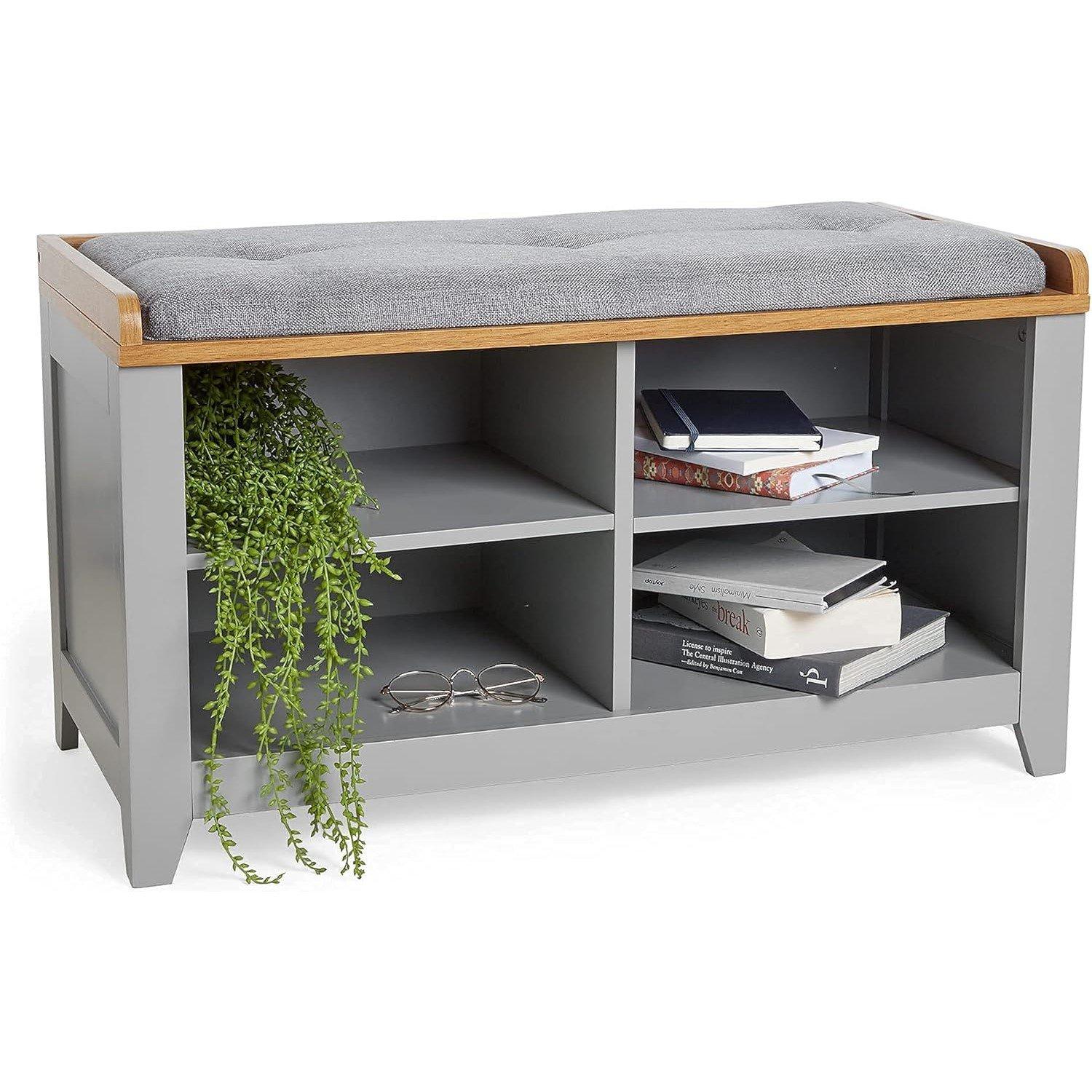 Grey - VonHaus - VonHaus Shoe Storage Bench With Padded Seat - 7