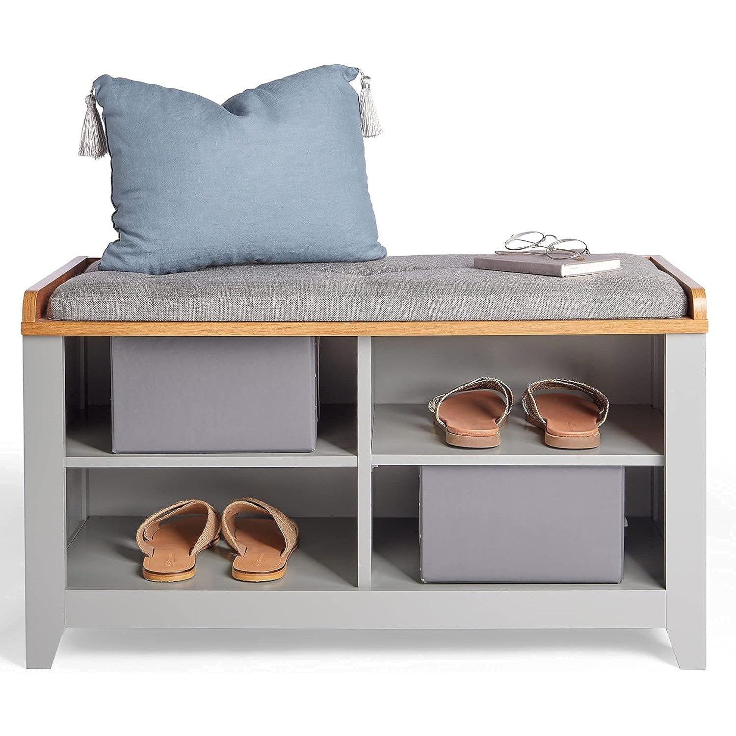 Grey - VonHaus - VonHaus Shoe Storage Bench With Padded Seat - 8