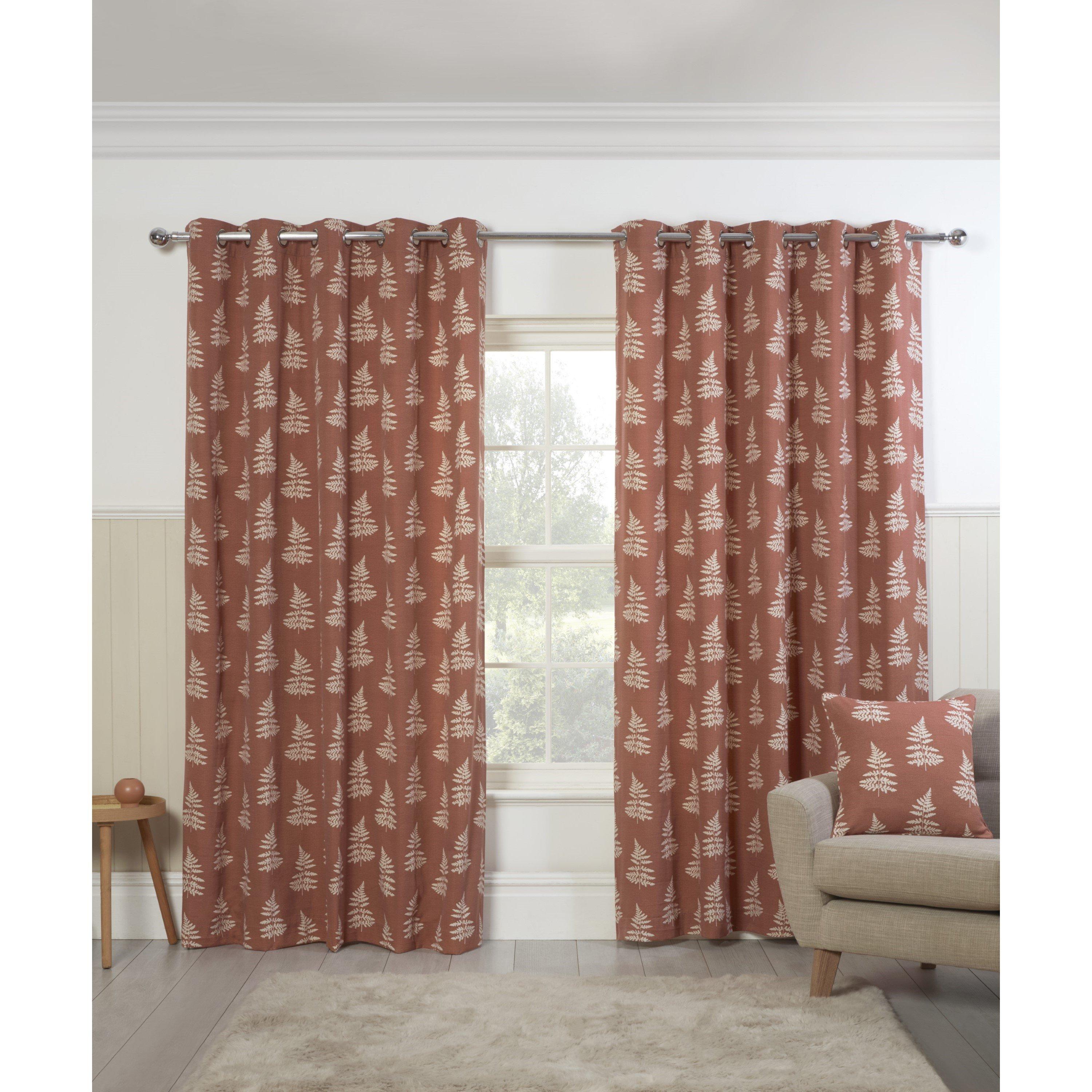 Sundour  Esher Fern Eyelet Curtains - Terracotta - 66 x 72 In