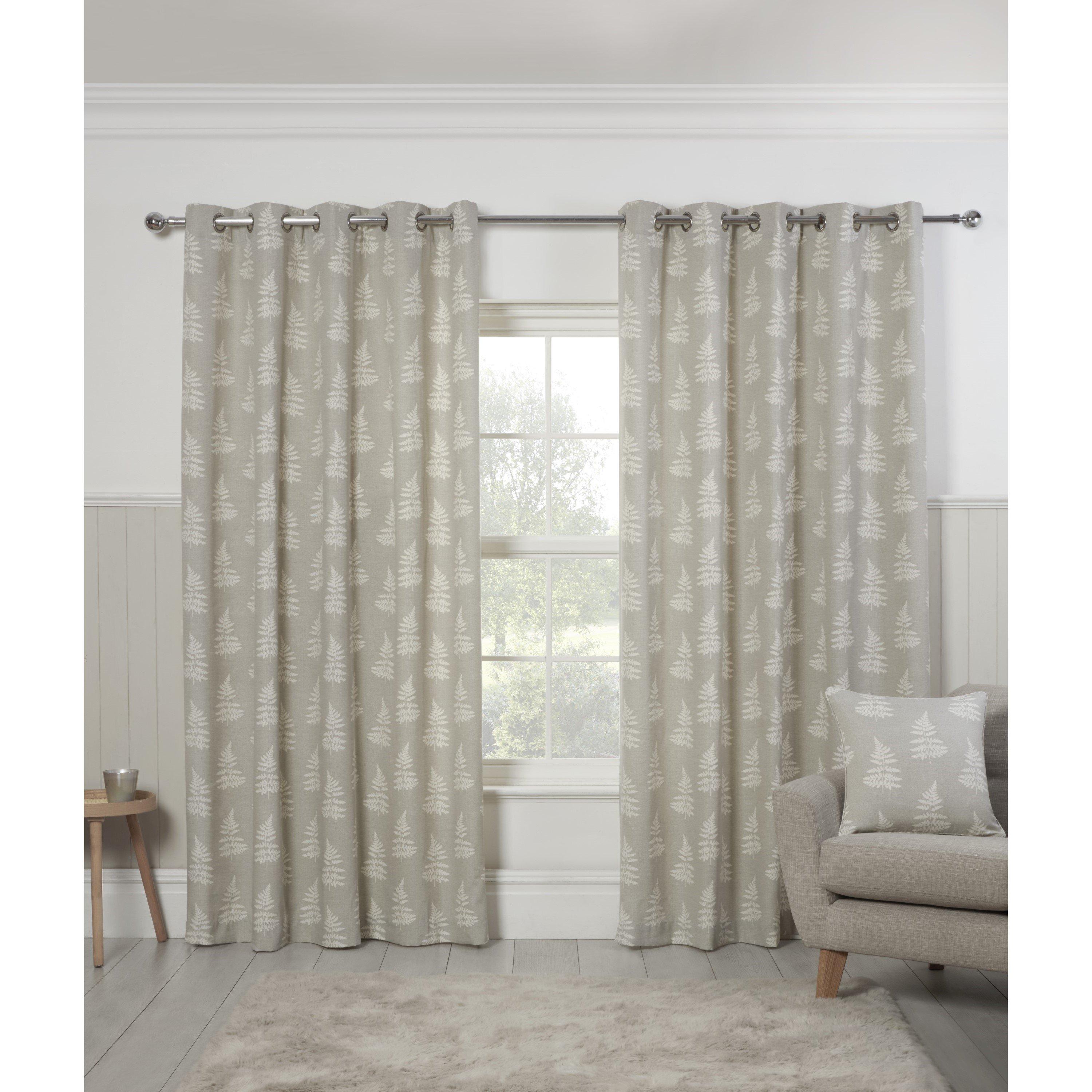 Silver - Sundour - Esher Fern Eyelet Curtains - 1