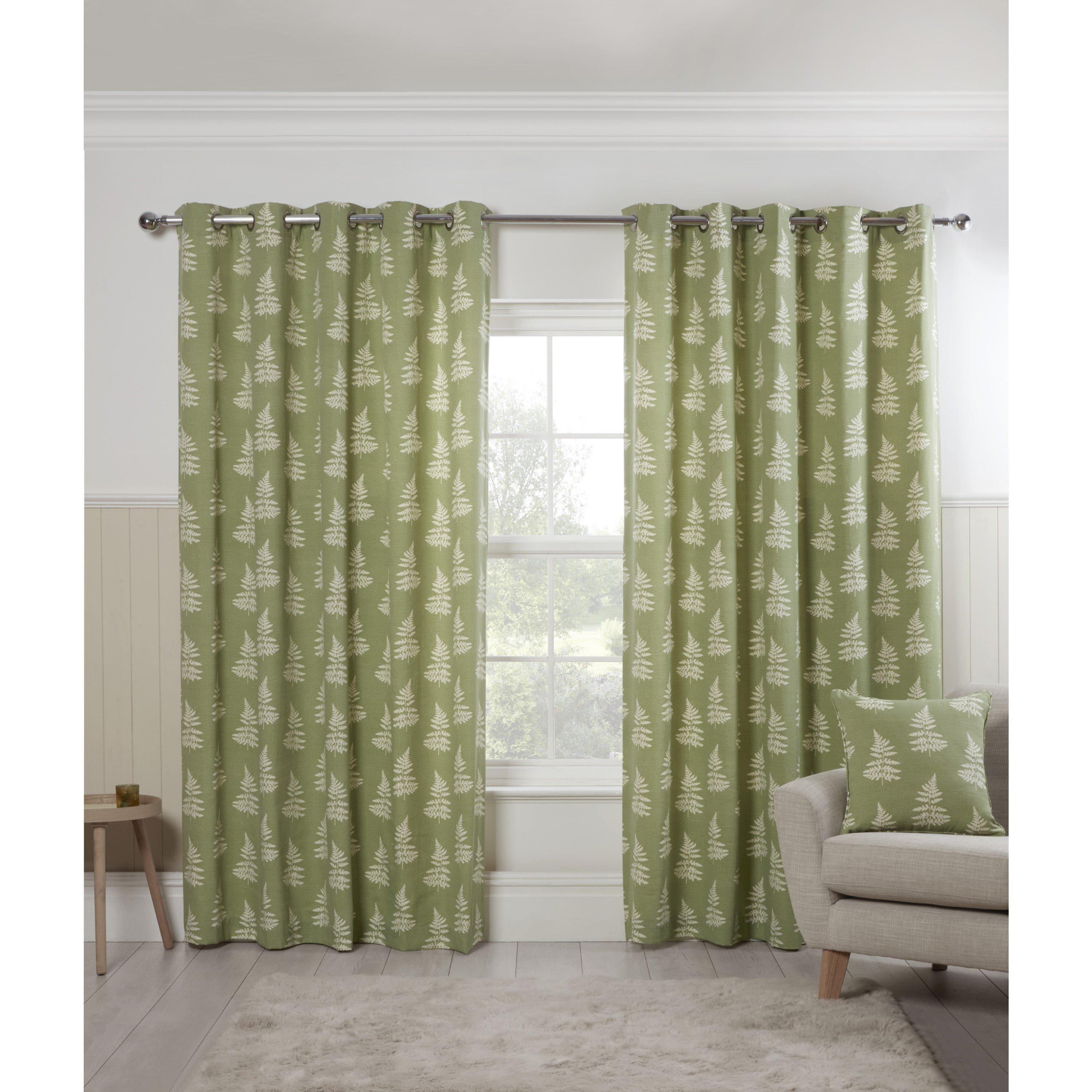 Sundour  Esher Fern Eyelet Curtains - Green - 46 x 54 In