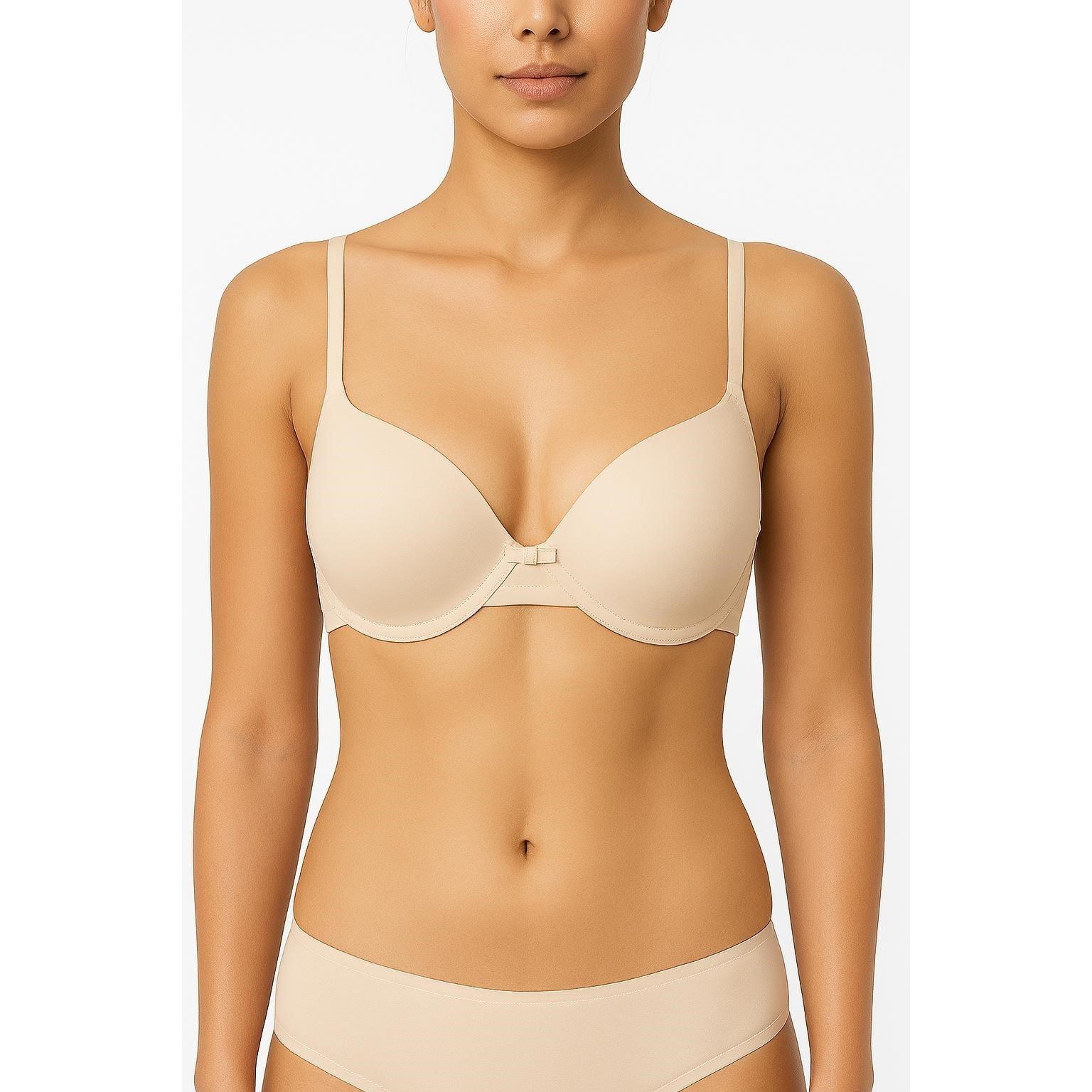 Oyster/Dk Brn - Valbonne - 2 PACK SMOOTH T-SHIRT BRA OYSTER/DK.BRN UNDERWIRED - 1