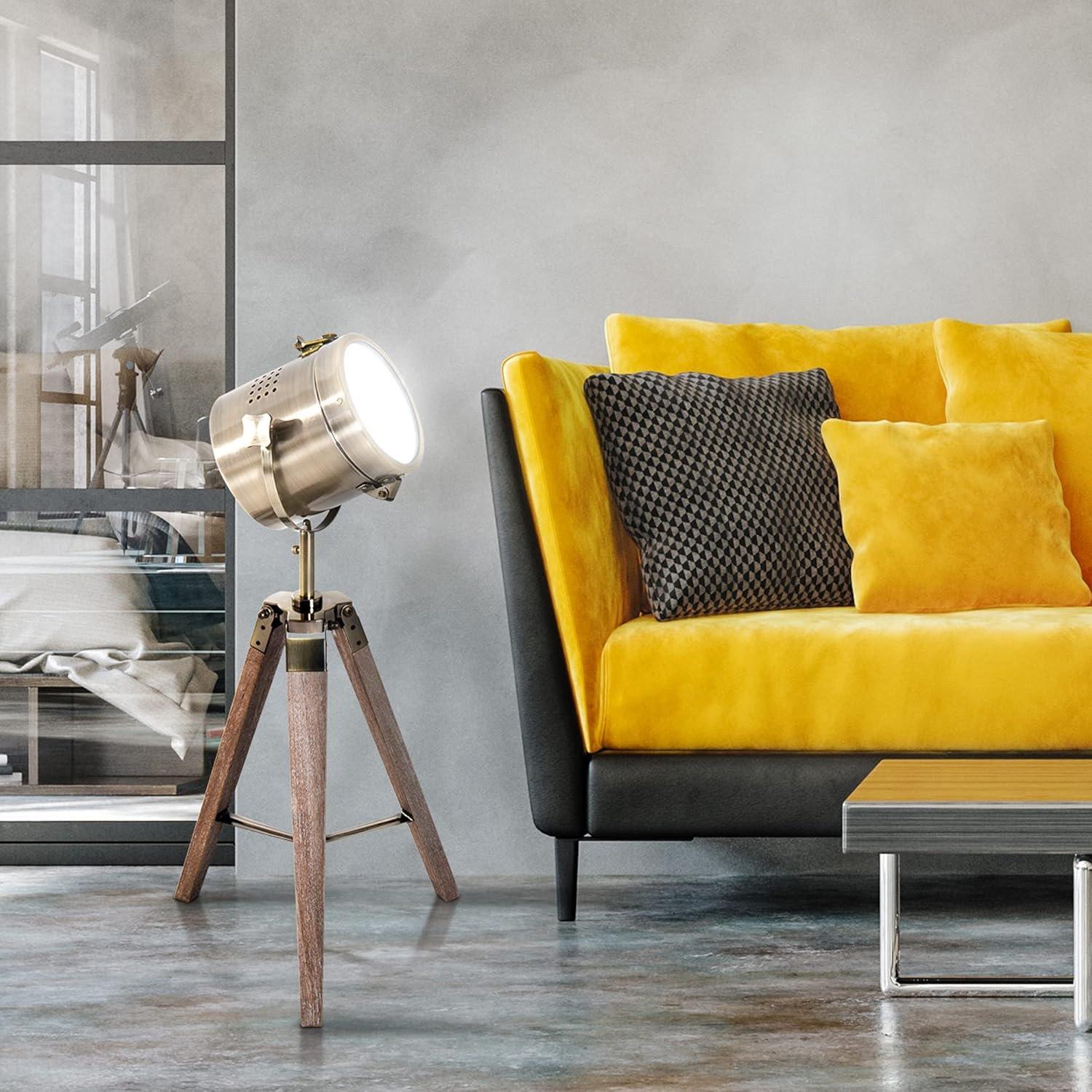 Brown - HOMCOM - Vintage Tripod Table Desk / Bedside Lamp - 2