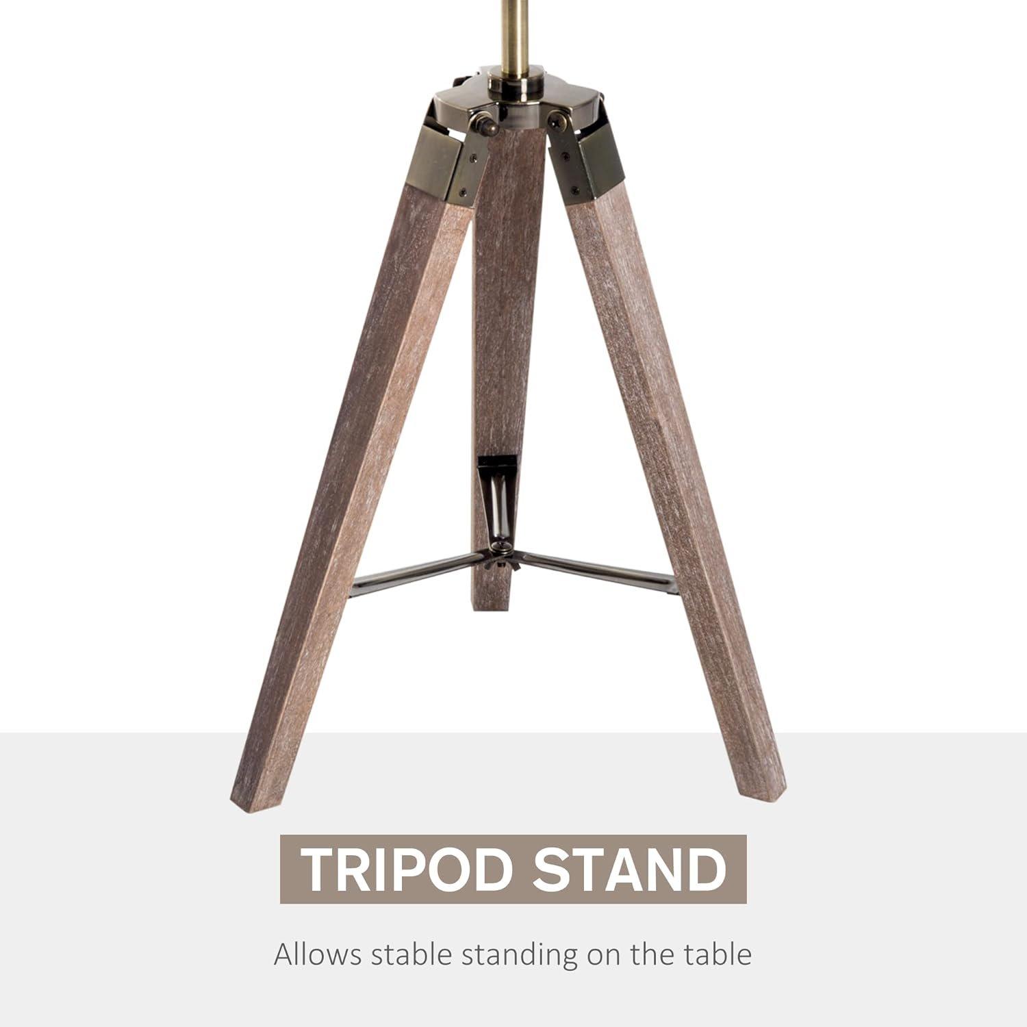 Brown - HOMCOM - Vintage Tripod Table Desk / Bedside Lamp - 3