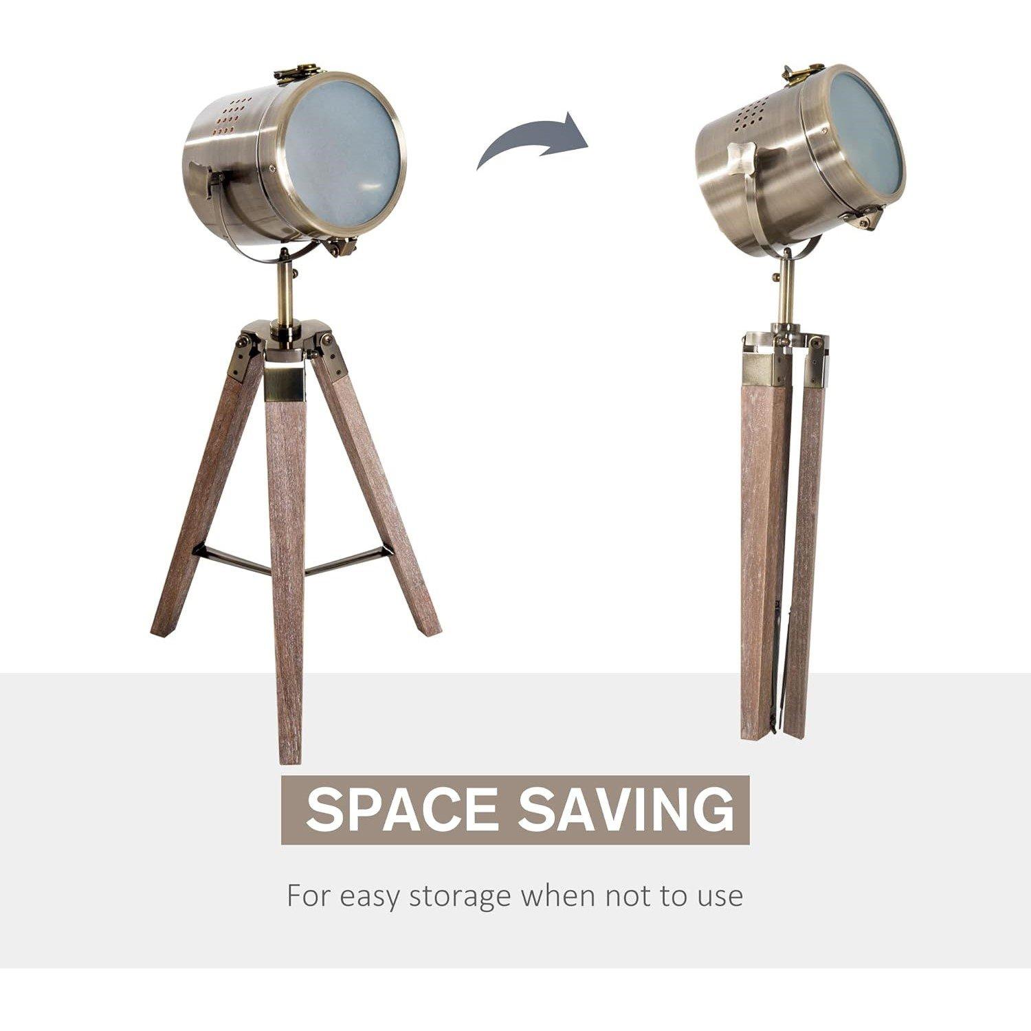 Brown - HOMCOM - Vintage Tripod Table Desk / Bedside Lamp - 6