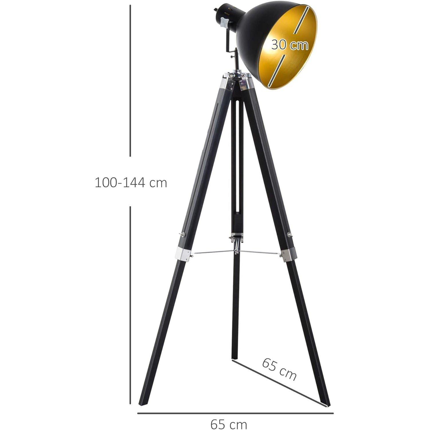 Black - HOMCOM - Tripod Floor Lamp / Spotlight Reading Lamp - 5